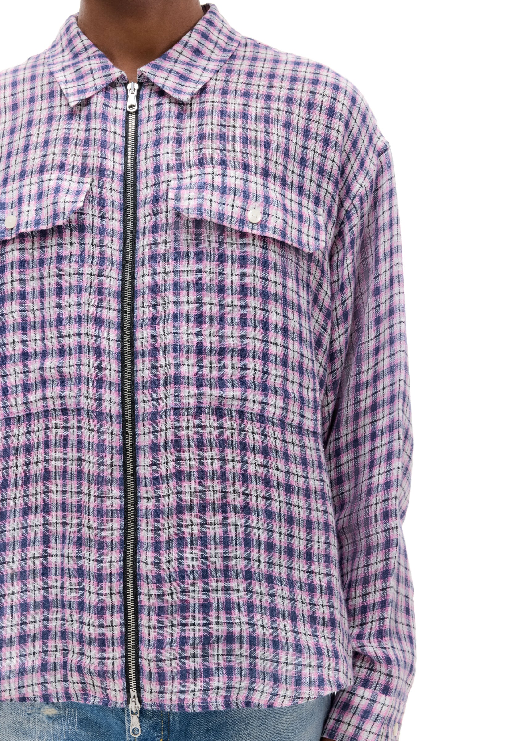 LINEN FLANNEL ZIPPED SHIRT