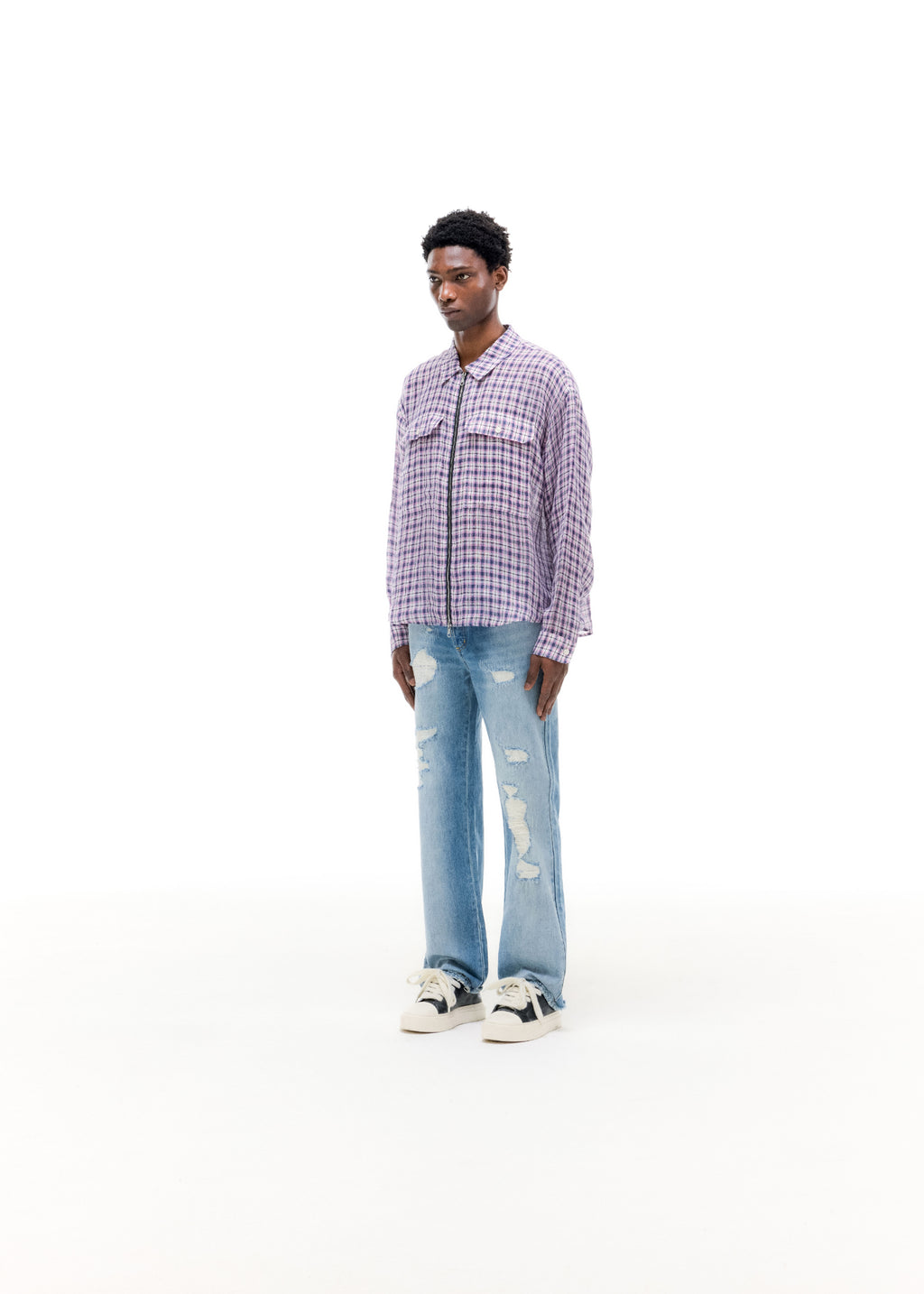 LINEN FLANNEL ZIPPED SHIRT