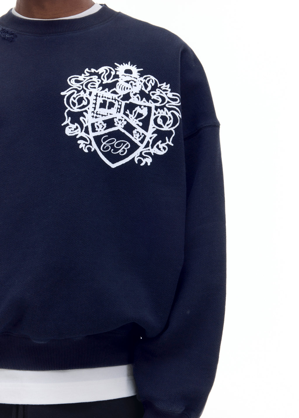 DISTRESSED COLLEGIATE CREST SWEATSHIRT