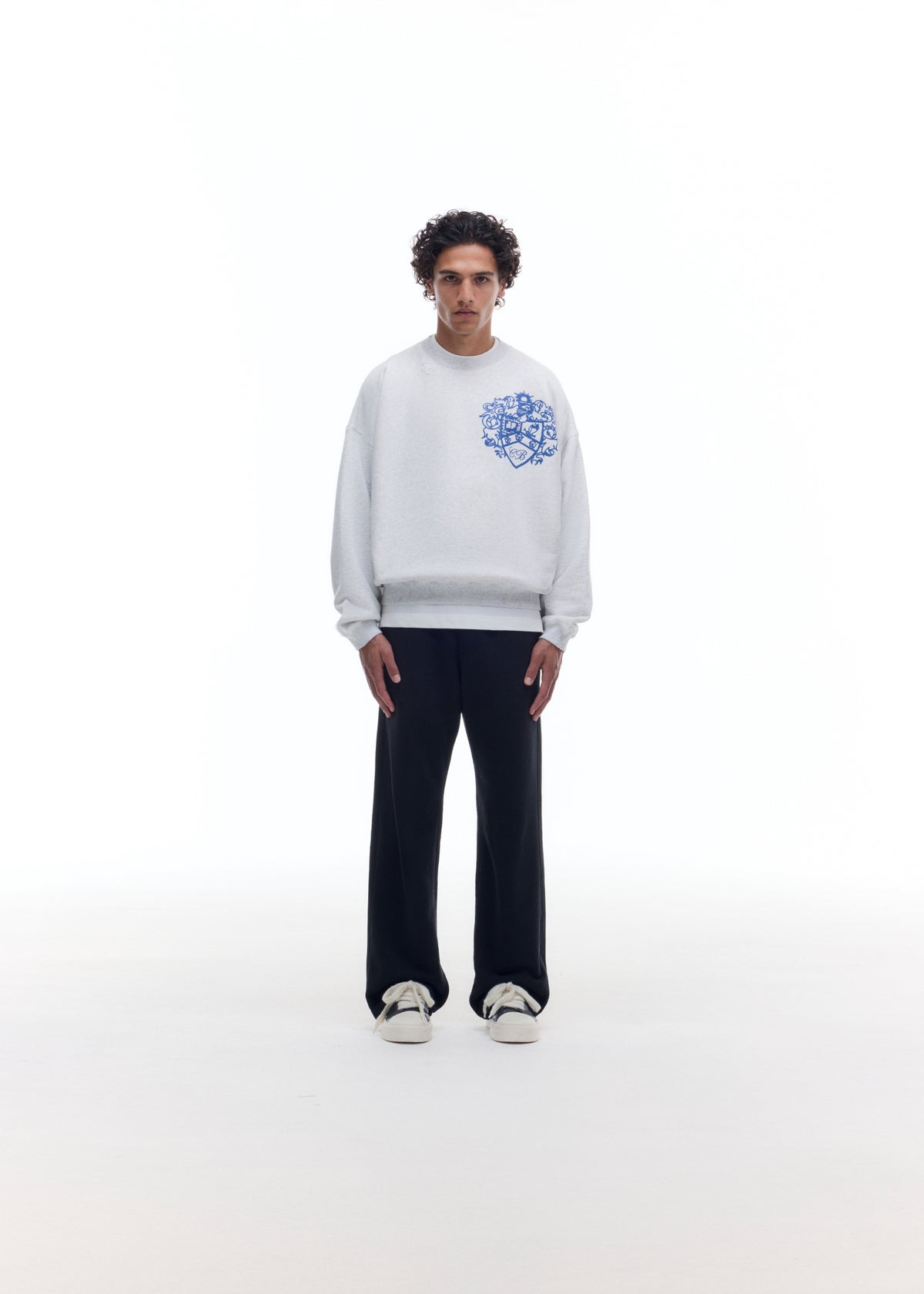 DISTRESSED COLLEGIATE CREST SWEATSHIRT