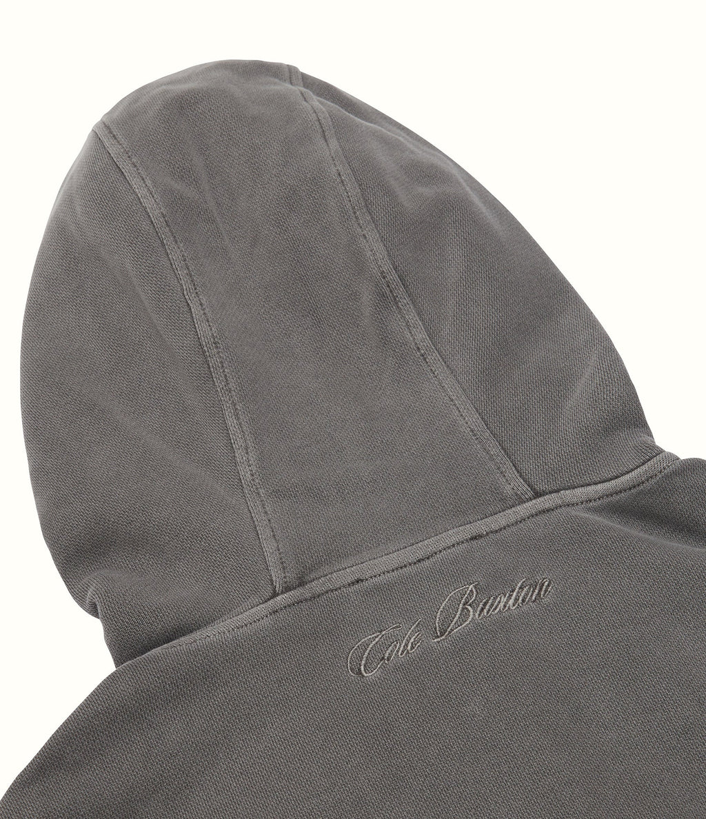 Cole Buxton | Heavyweight Cropped Logo Zipped Hoodie | Cotton | Washed Black