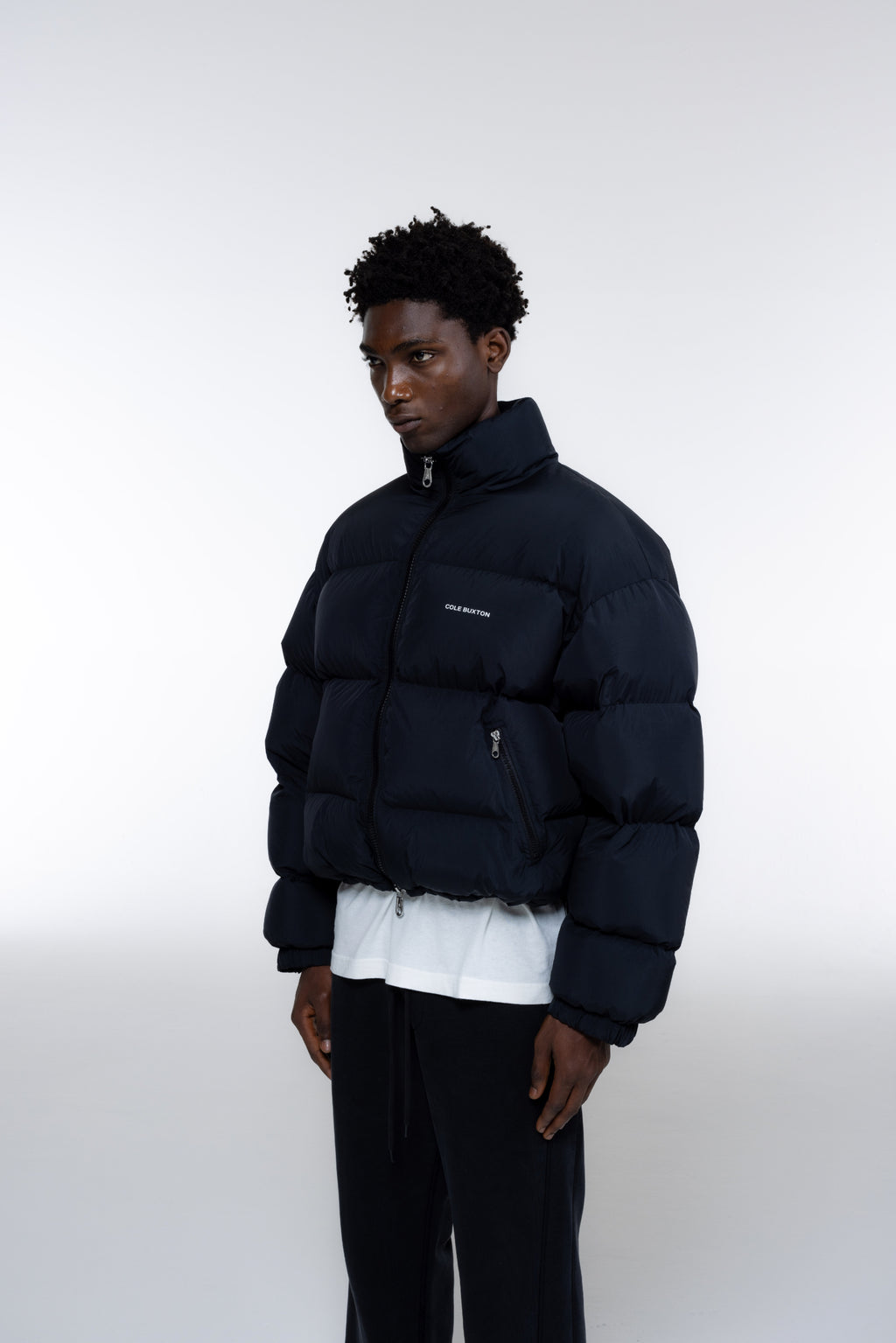 Cole Buxton | Cropped Logo Puffer | Mens | Black