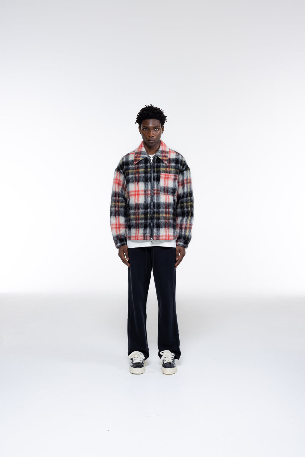 Cole Buxton | Wool Zipped Overshirt | Mens | Red/Black
