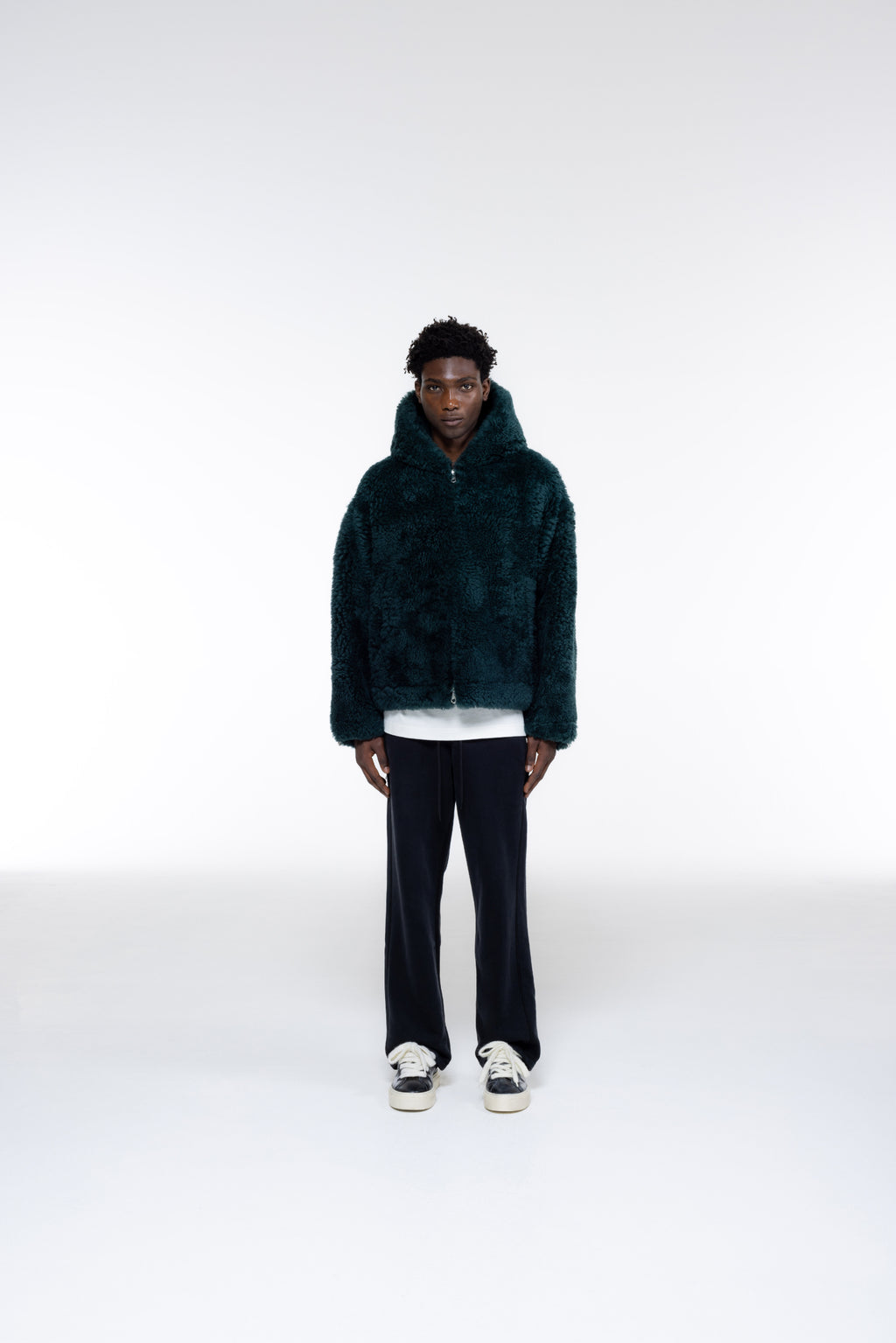 Cole Buxton | Cb Hooded Shearling Jacket | Mens | Forest Green