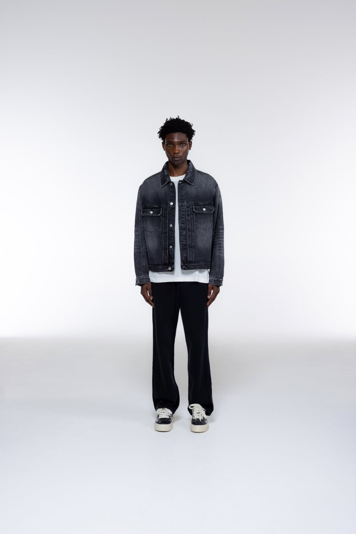 Cole Buxton | Pleated Denim Jacket | Mens | Black