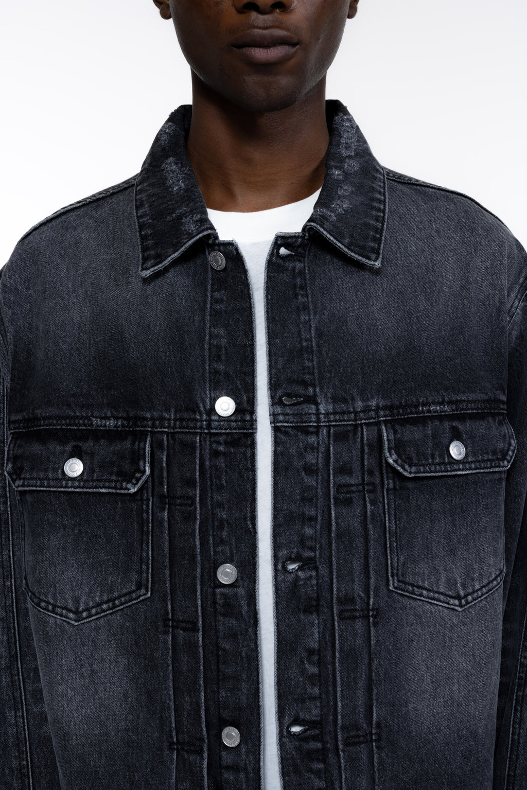 Cole Buxton | Pleated Denim Jacket | Mens | Black
