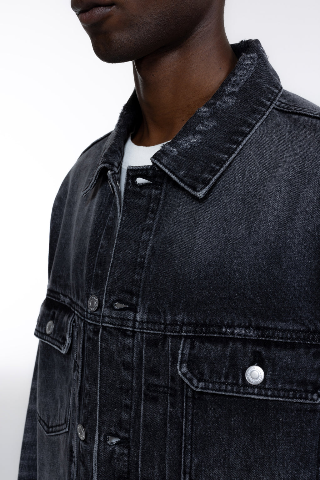 Cole Buxton | Pleated Denim Jacket | Mens | Black