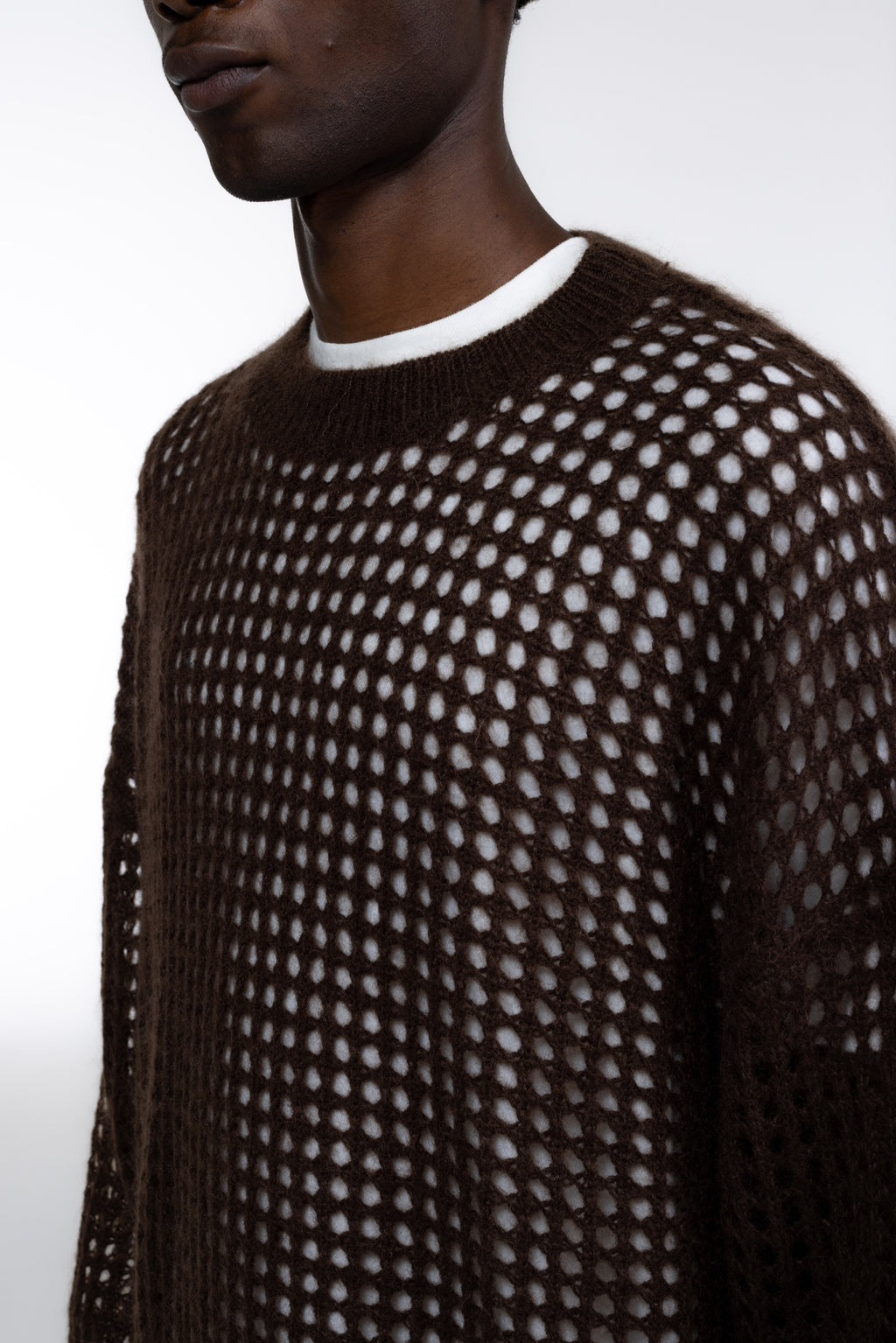 Cole Buxton | Open Weave Knit Sweatshirt | Mens | Brown
