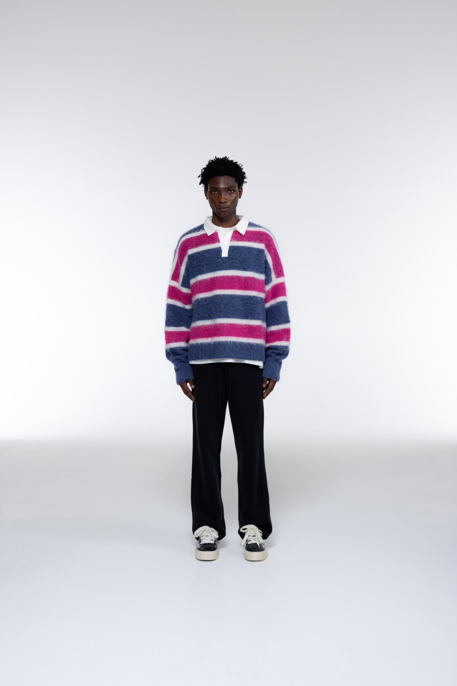 Cole Buxton | Mohair Rugby Shirt | Mens | Blue/Pink/White