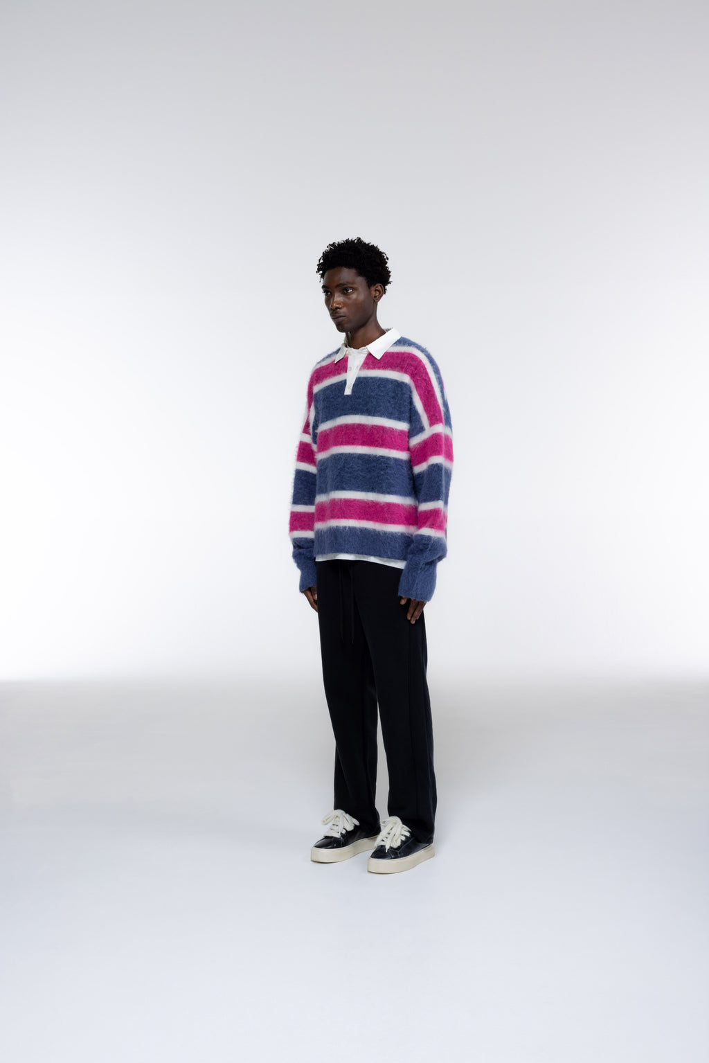 Cole Buxton | Mohair Rugby Shirt | Mens | Blue/Pink/White