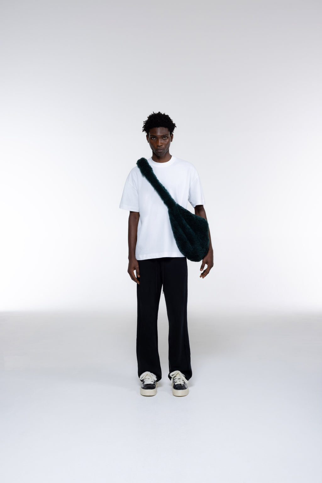 Cole Buxton | Shearling Sling Bag | Mens | Forest Green