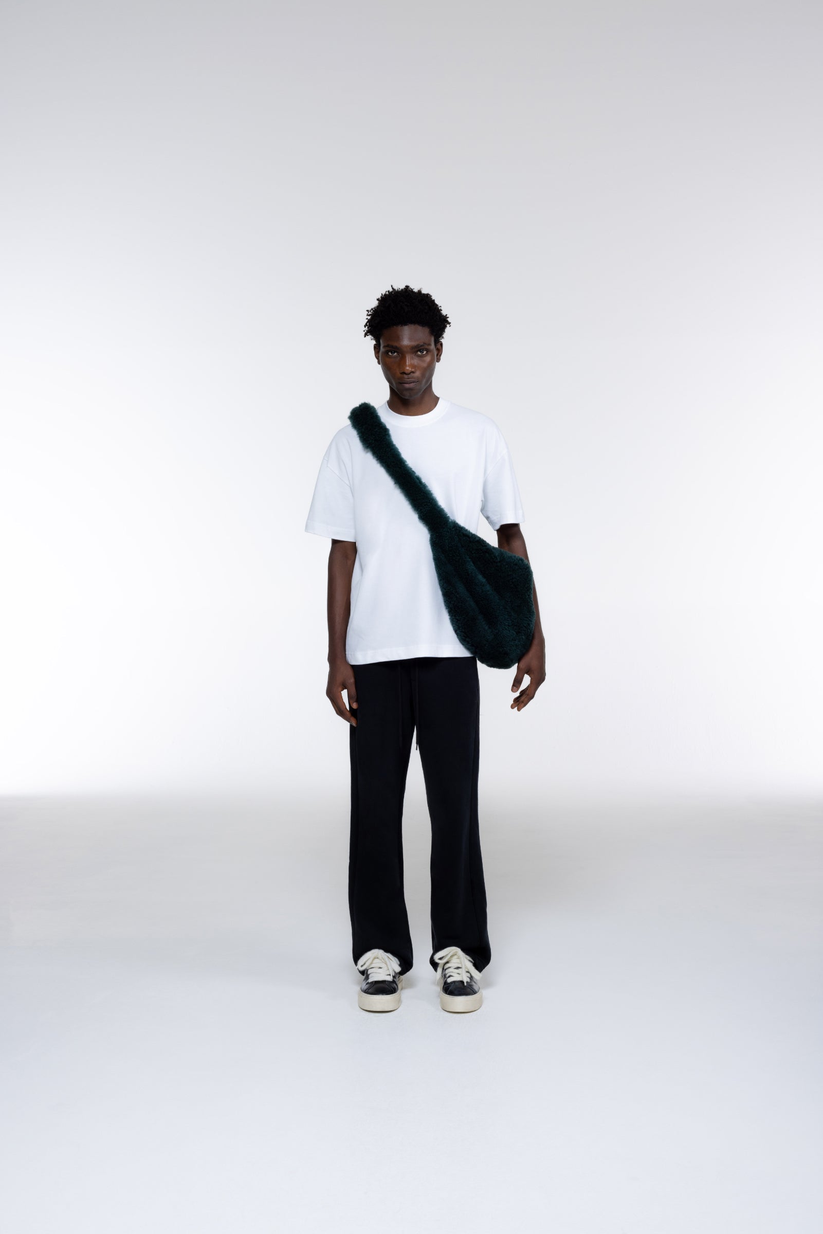 Cole Buxton | Shearling Sling Bag | Mens | Forest Green