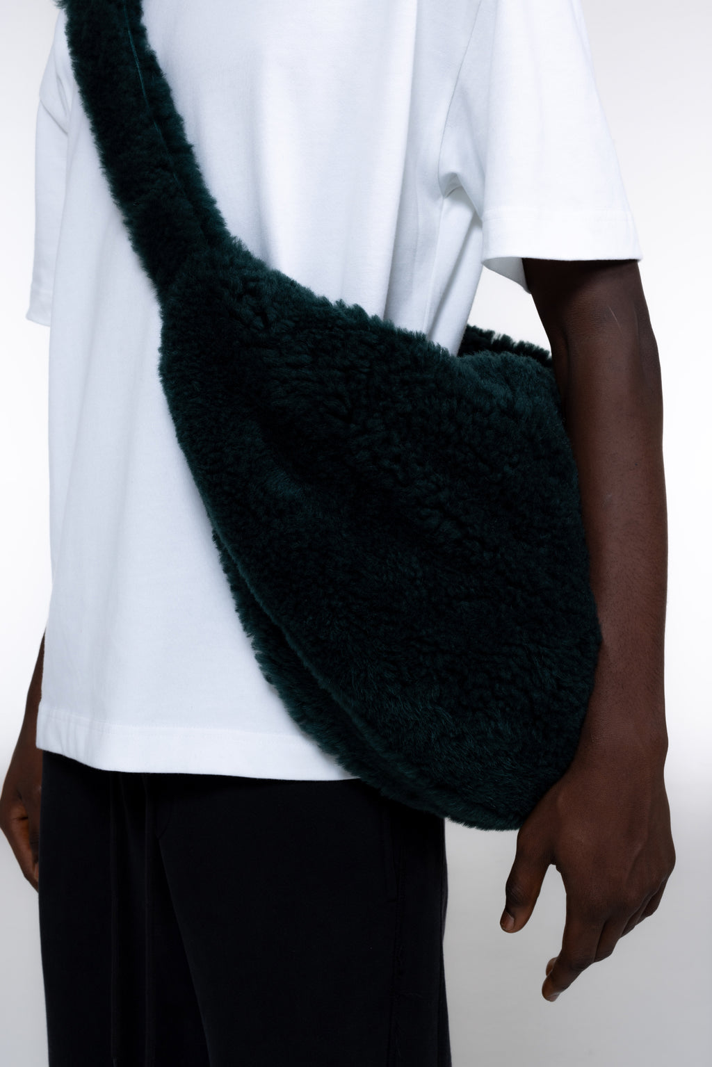 Cole Buxton | Shearling Sling Bag | Mens | Forest Green
