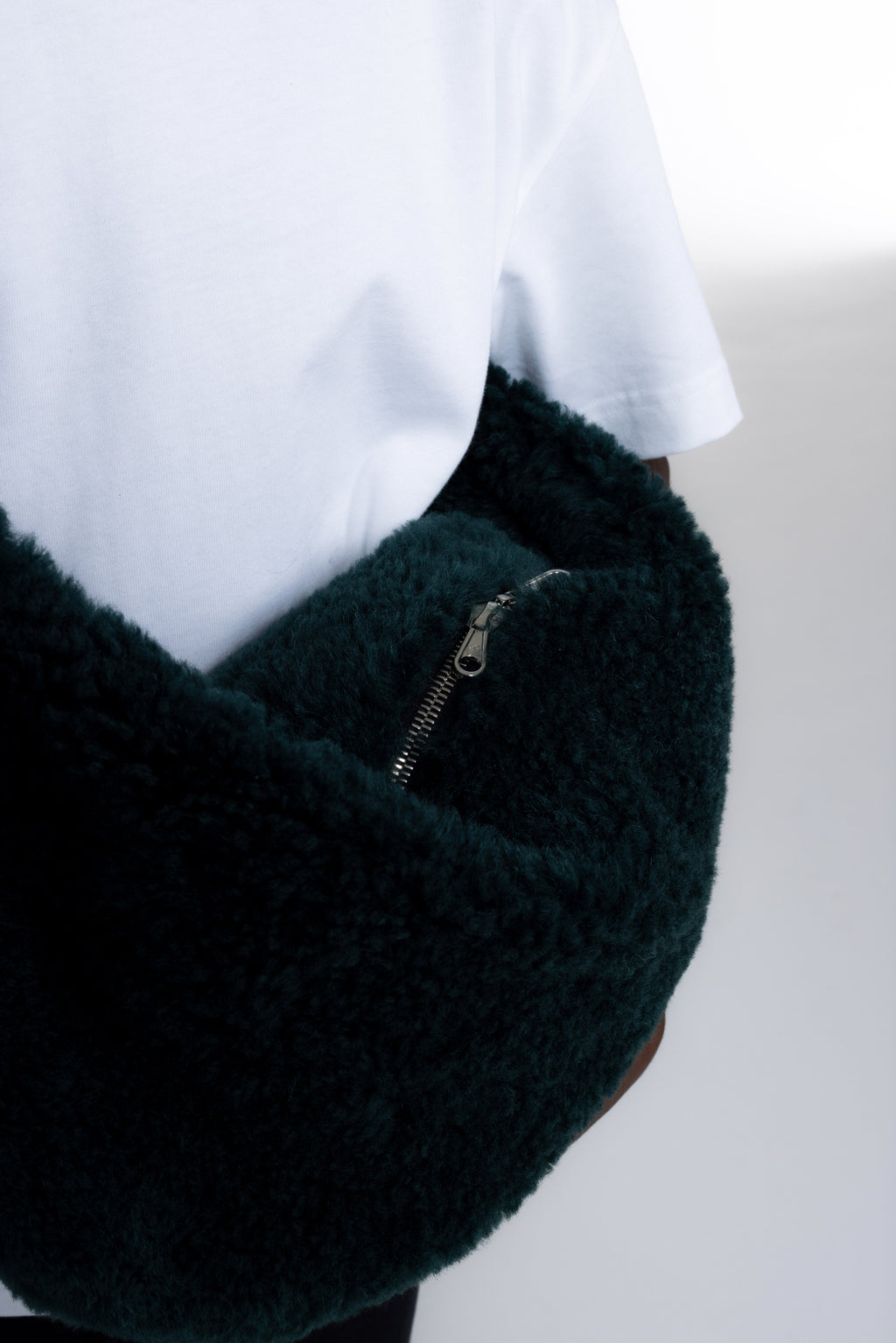 Cole Buxton | Shearling Sling Bag | Mens | Forest Green
