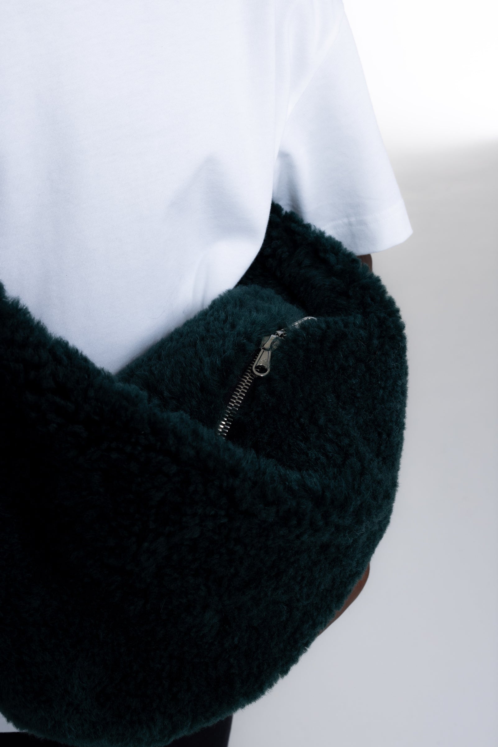 Cole Buxton | Shearling Sling Bag | Mens | Forest Green