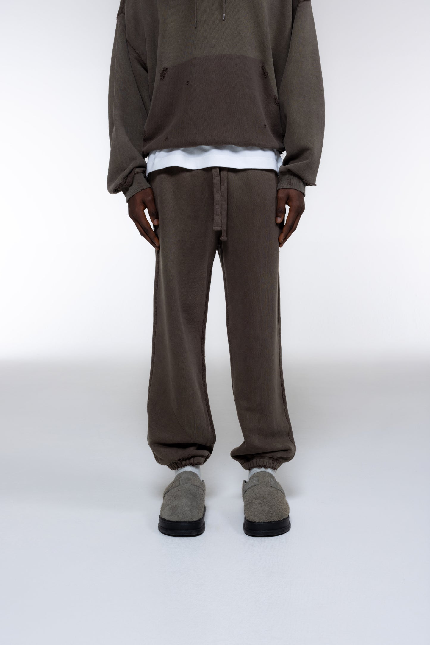 Cole Buxton | Distressed Sweatpants | Mens | Washed Brown