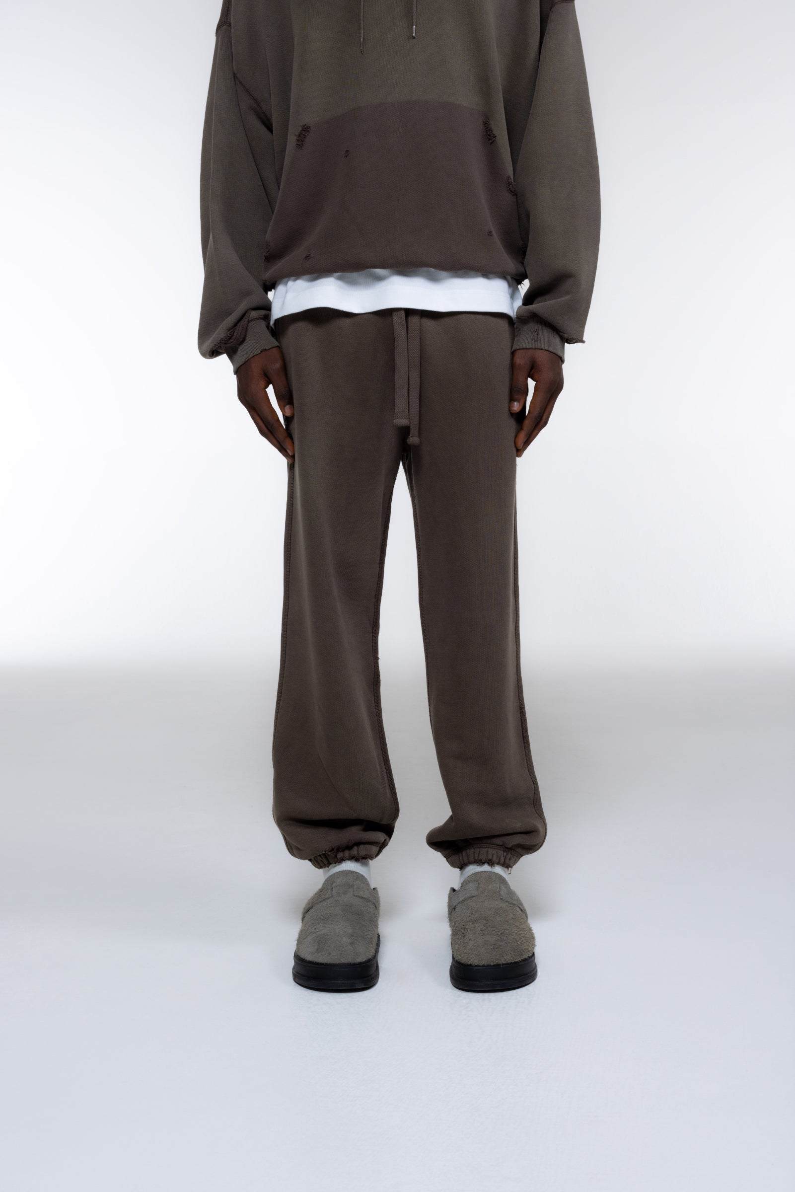 Cole Buxton | Distressed Sweatpants | Mens | Washed Brown