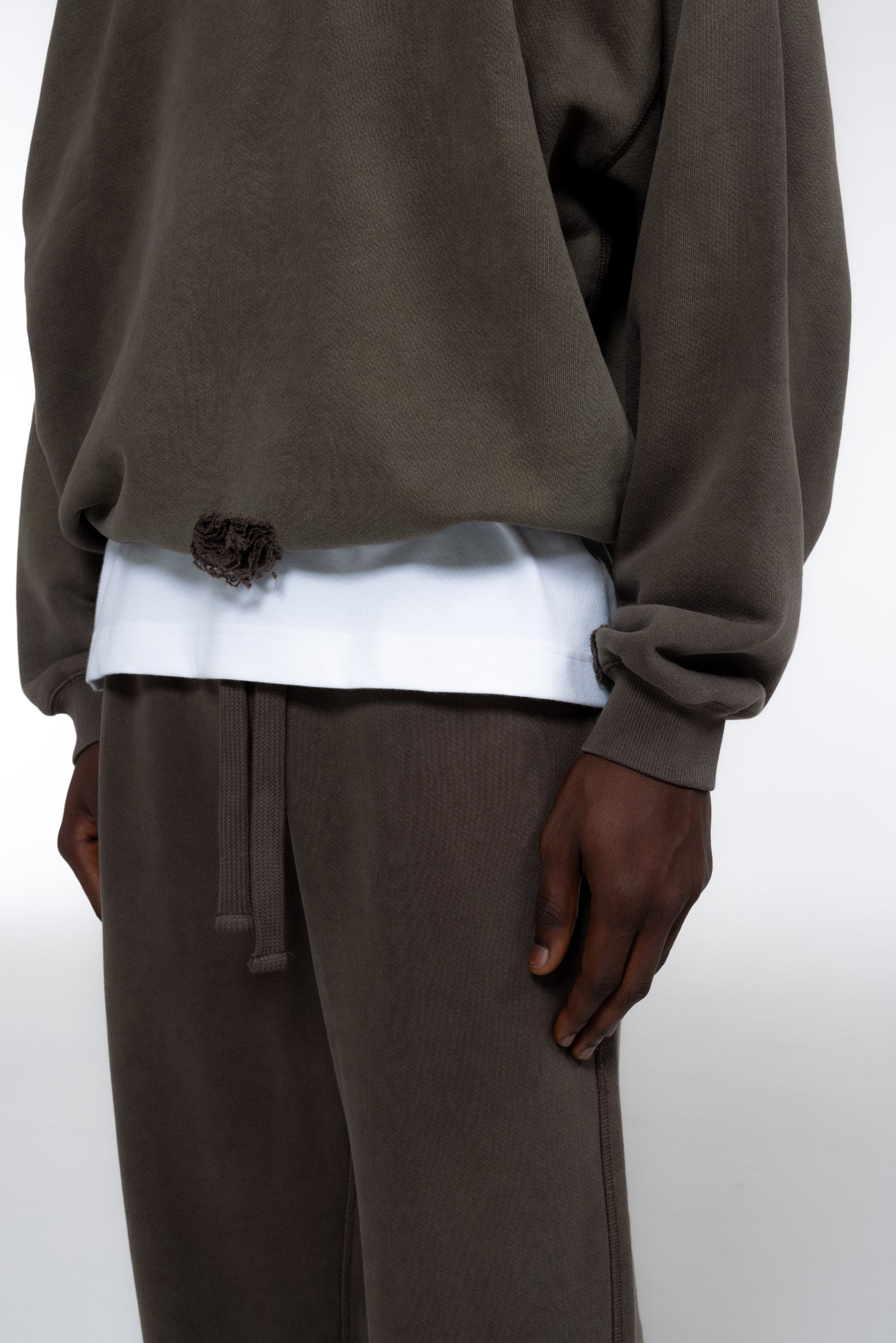 Cole Buxton | Distressed Sweatshirt | Mens | Washed Brown