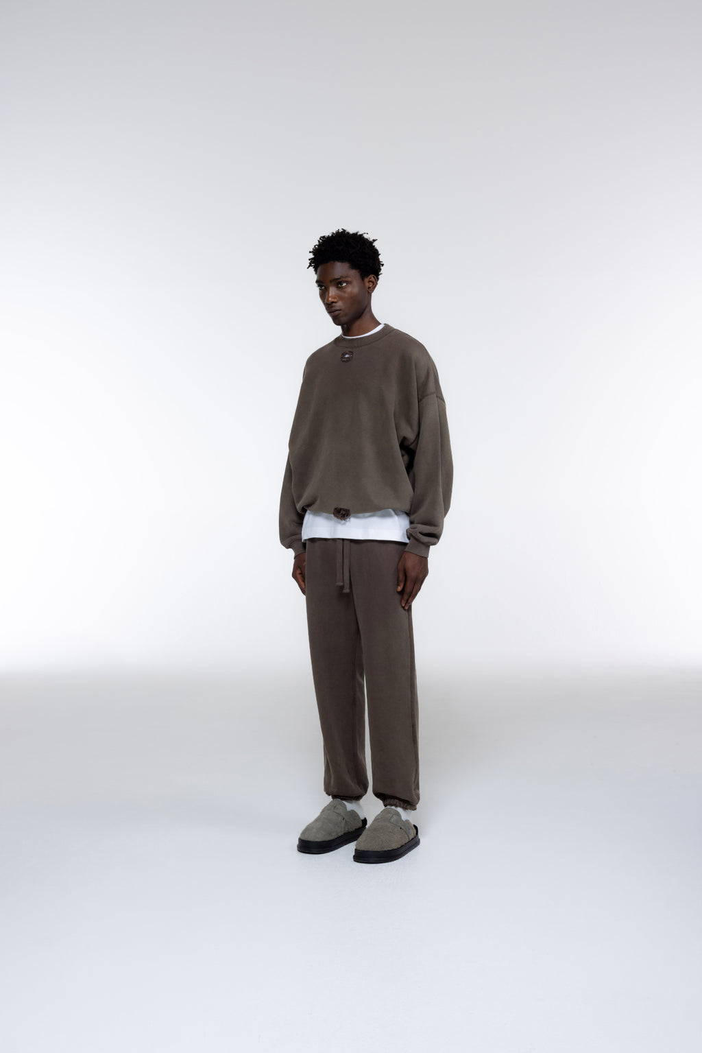 Cole Buxton | Distressed Sweatshirt | Mens | Washed Brown