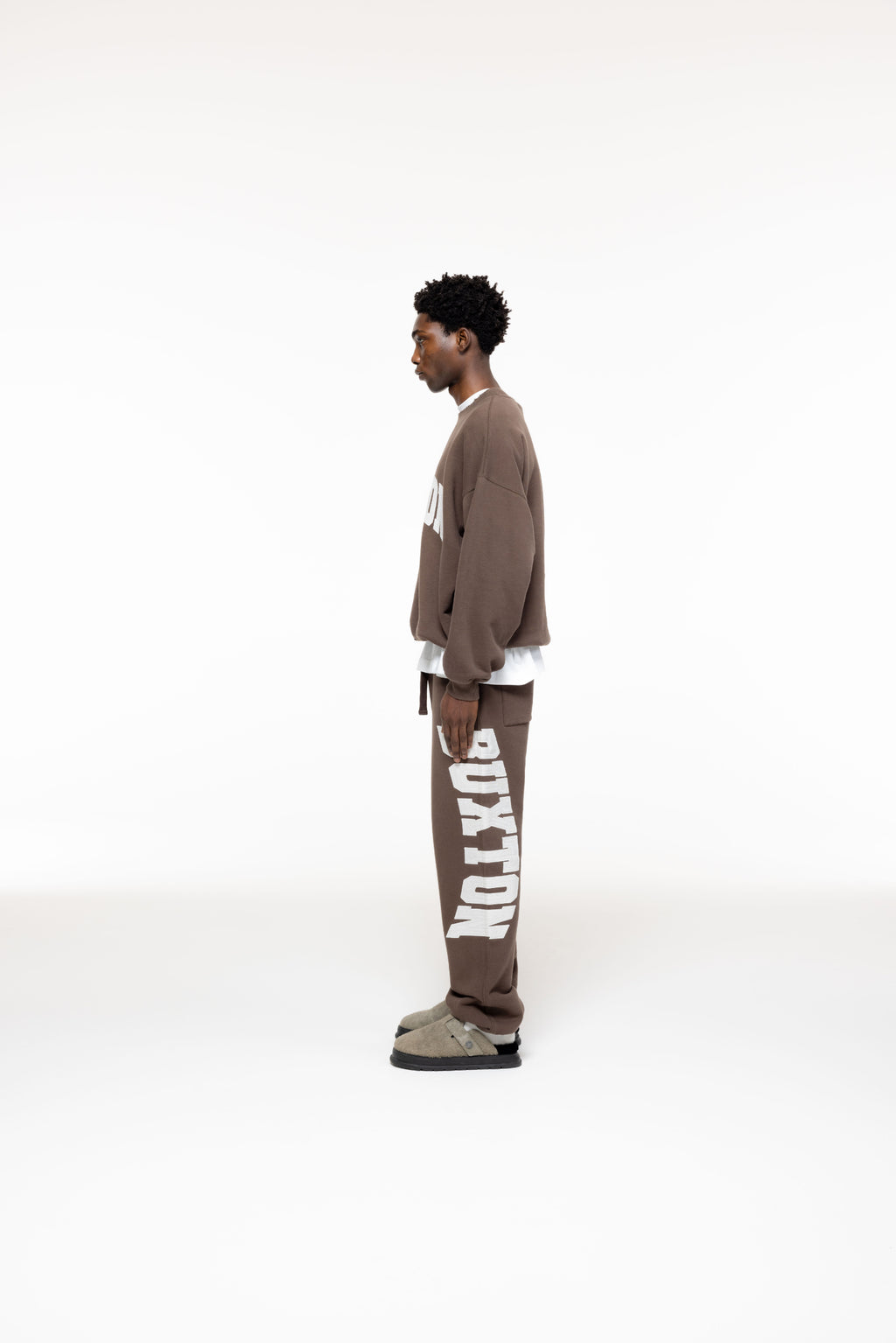 Cole Buxton | Distressed Applique Sweatpants | Mens | Brown