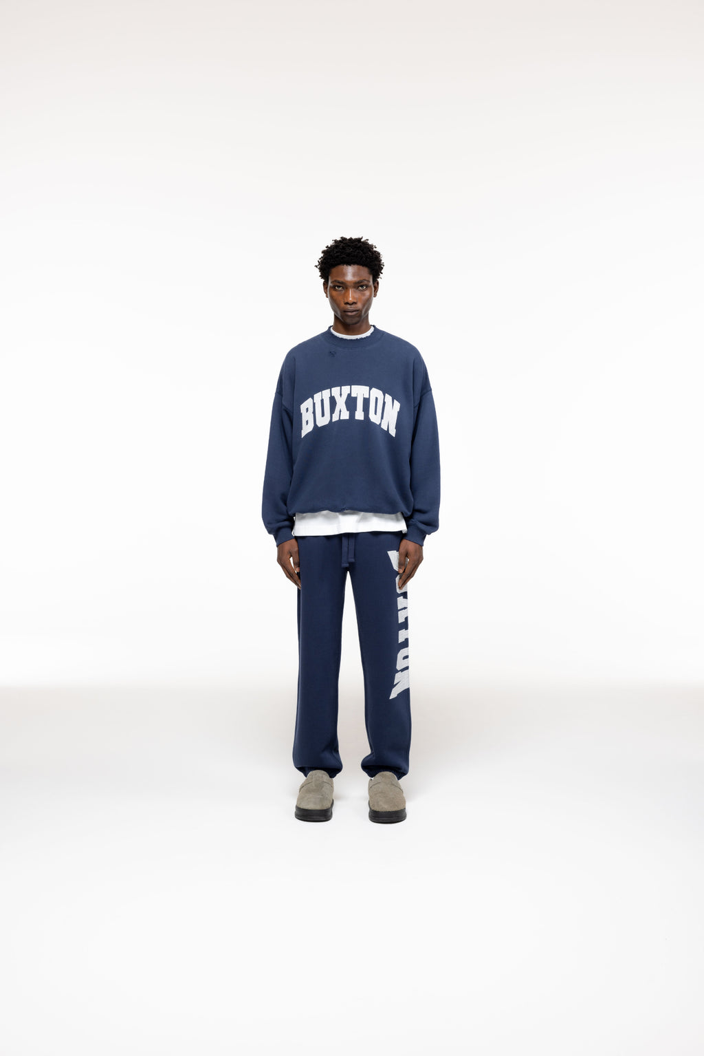 Cole Buxton | Distressed Applique Sweatpants | Mens | Navy