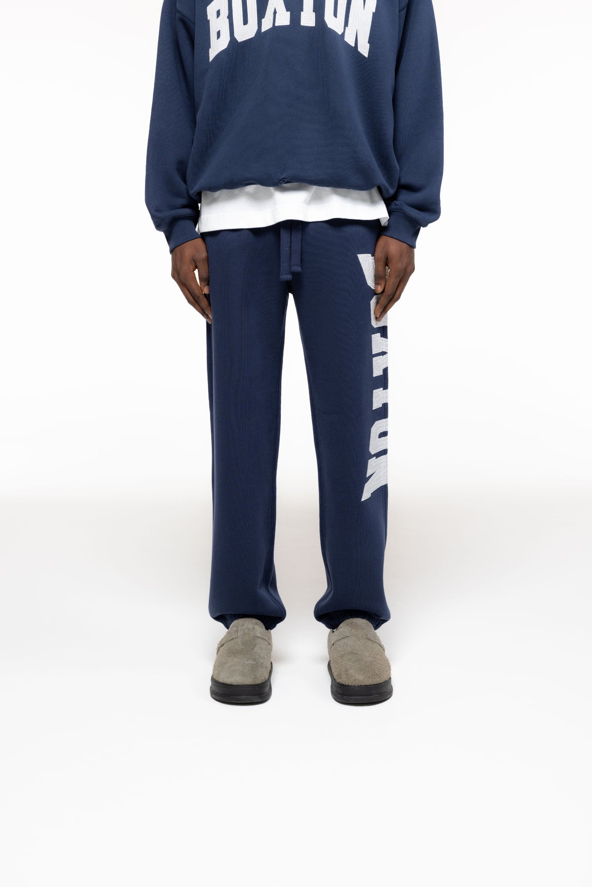 Cole Buxton | Distressed Applique Sweatpants | Mens | Navy