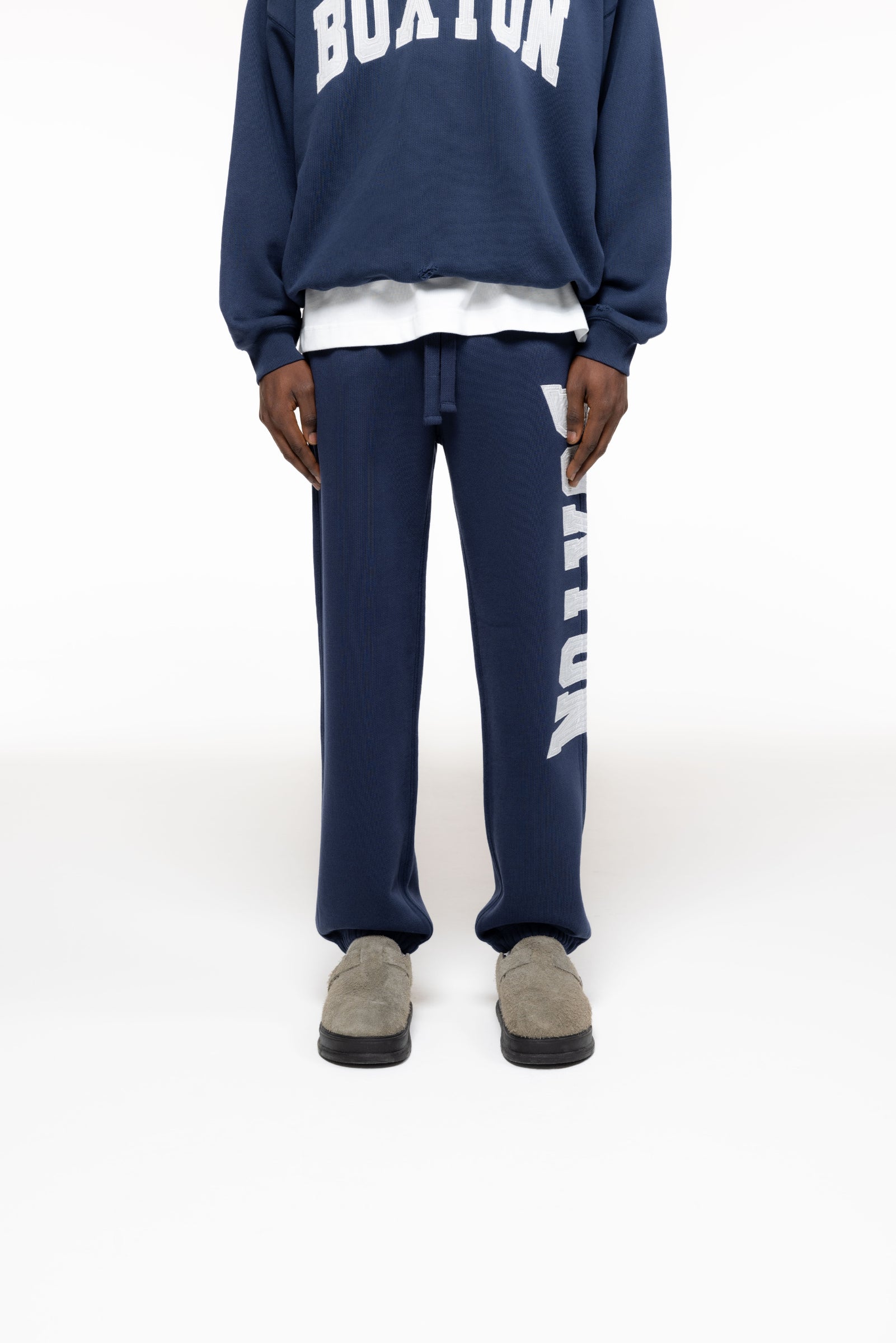 Cole Buxton | Distressed Applique Sweatpants | Mens | Navy