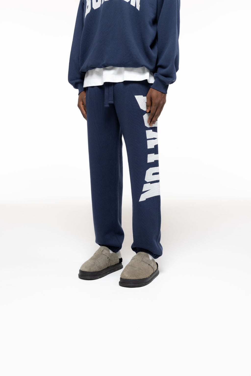 Cole Buxton | Distressed Applique Sweatpants | Mens | Navy