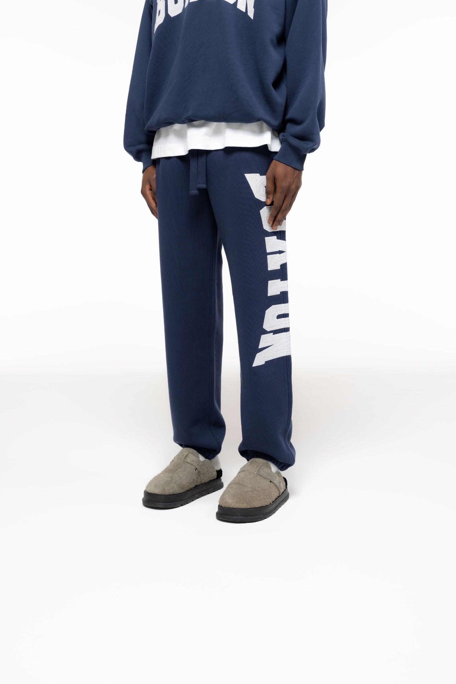 Cole Buxton | Distressed Applique Sweatpants | Mens | Navy