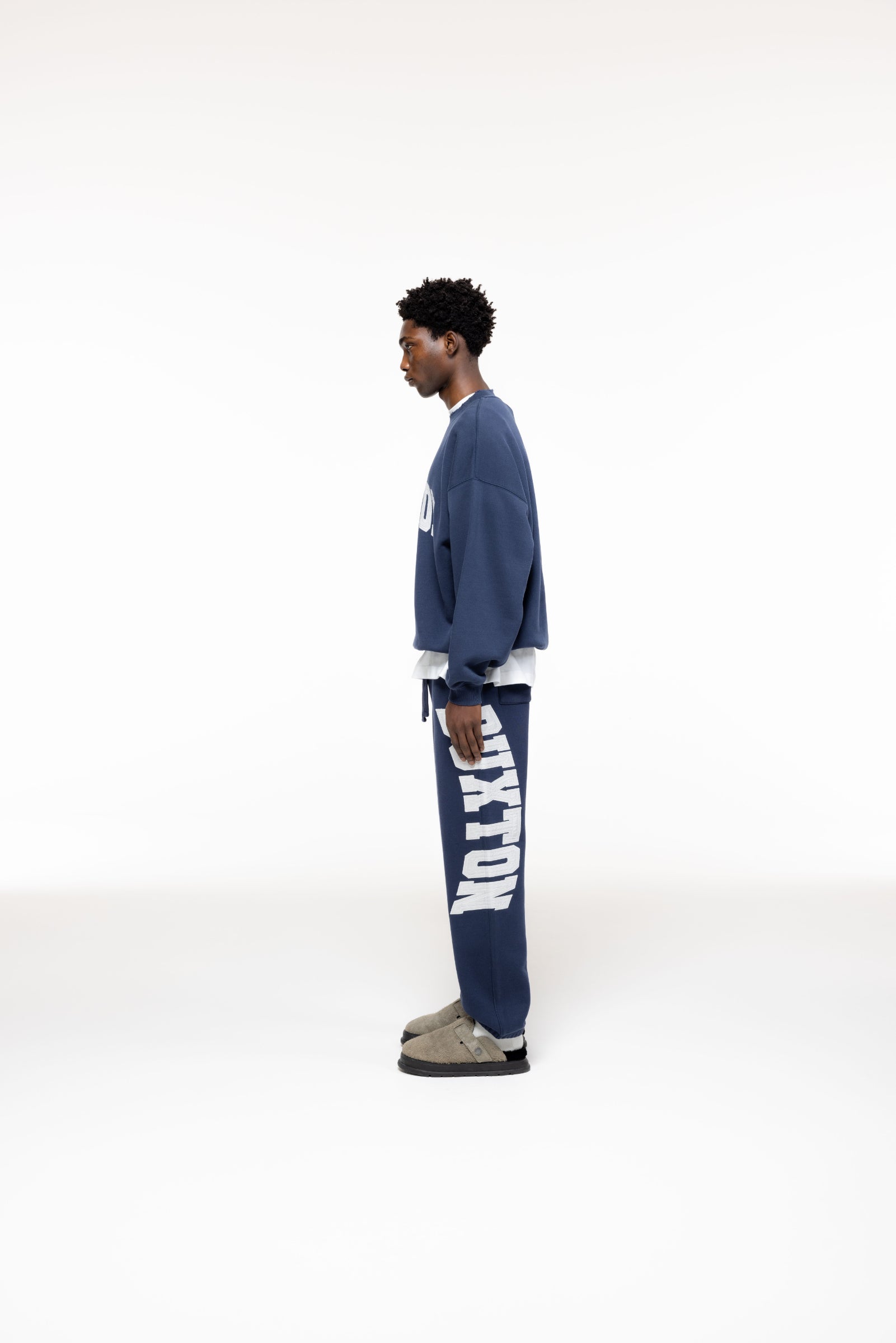 Cole Buxton | Distressed Applique Sweatshirt | Mens | Navy