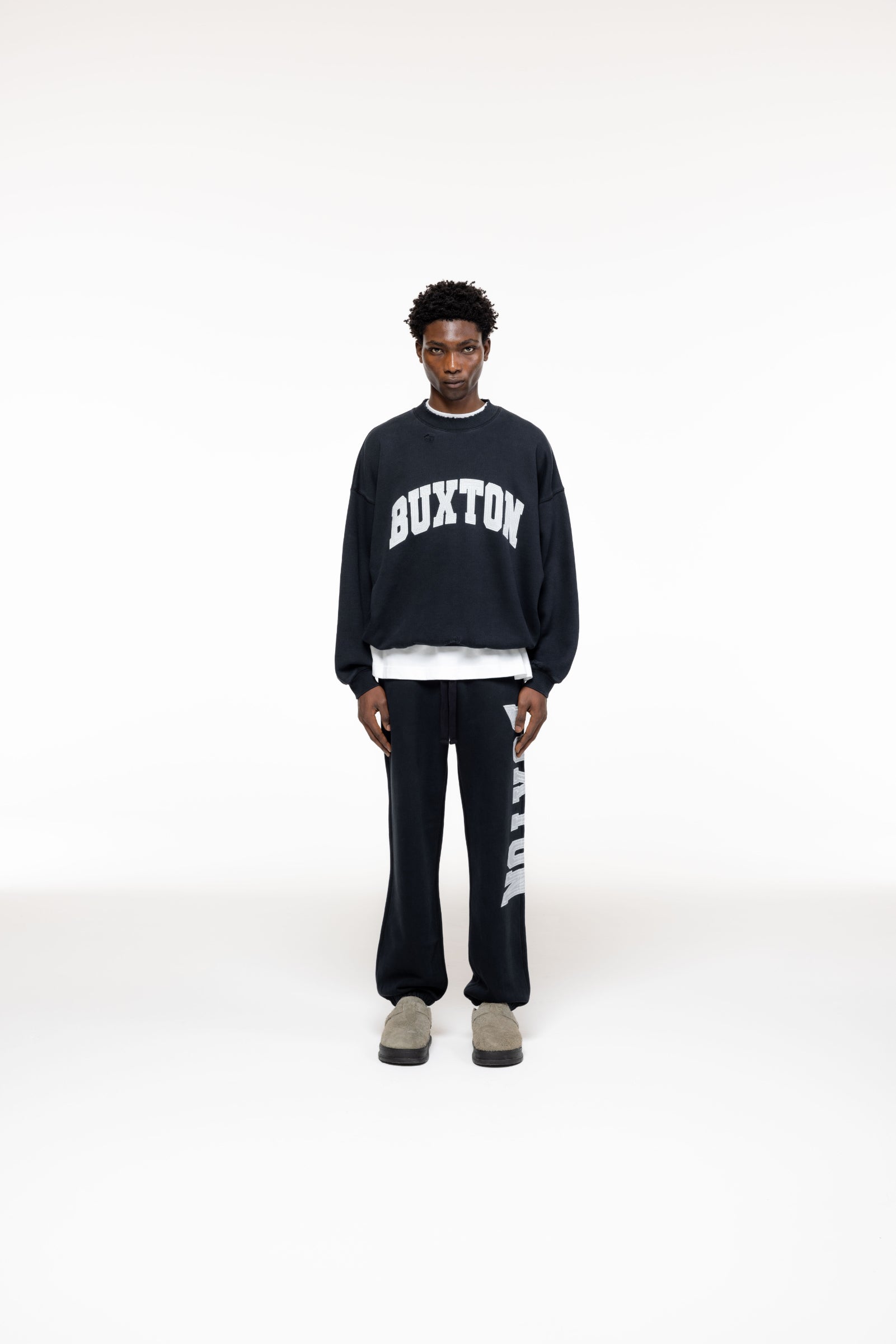 Cole Buxton | Distressed Applique Sweatpants | Mens | Black