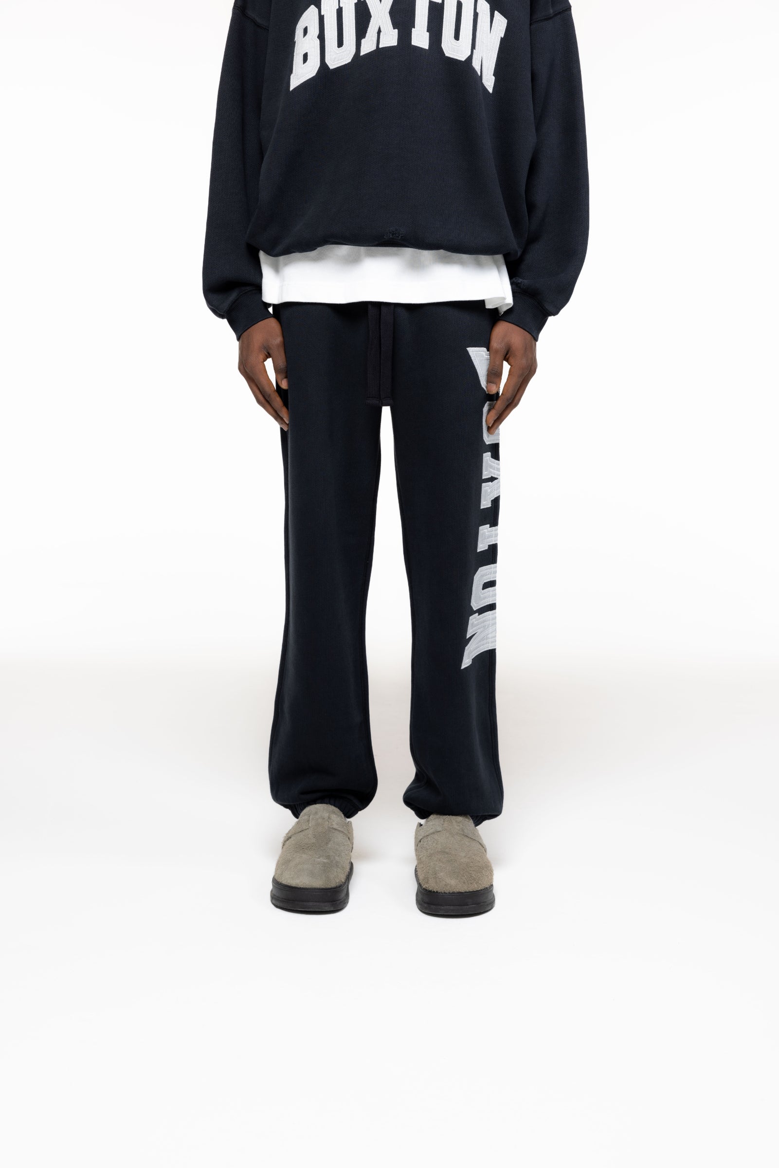 Cole Buxton | Distressed Applique Sweatpants | Mens | Black
