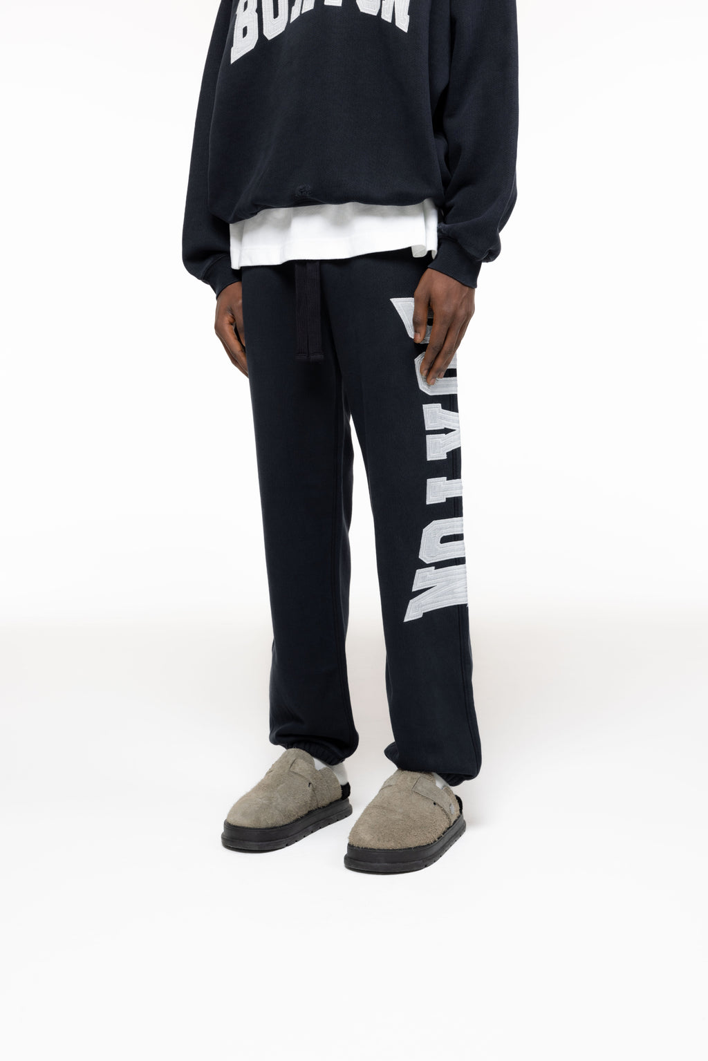 Cole Buxton | Distressed Applique Sweatpants | Mens | Black