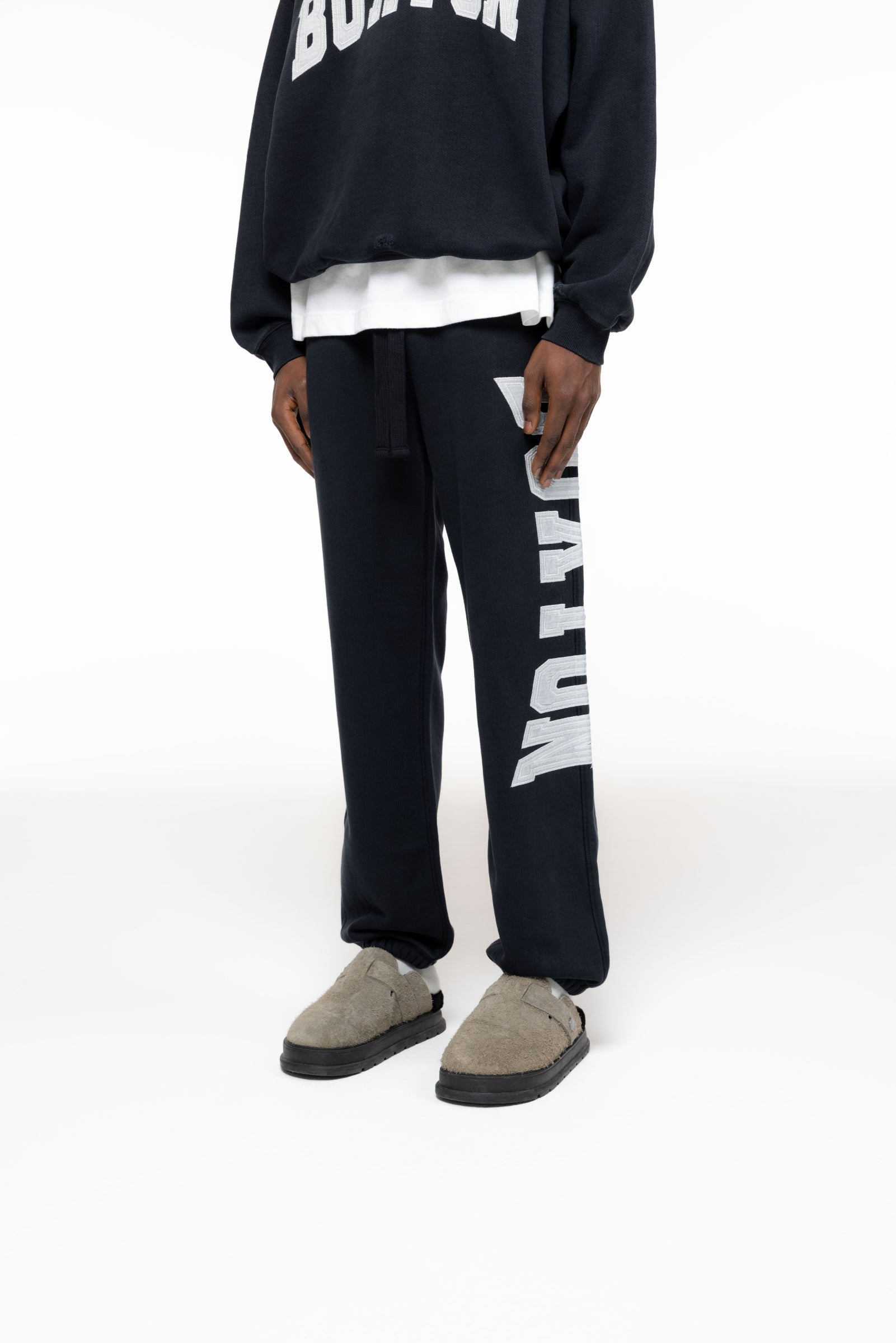 Cole Buxton | Distressed Applique Sweatpants | Mens | Black