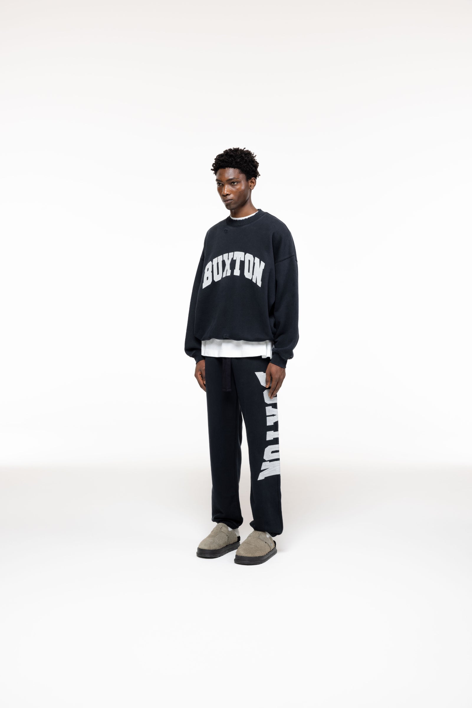 Cole Buxton | Distressed Applique Sweatshirt | Mens | Black