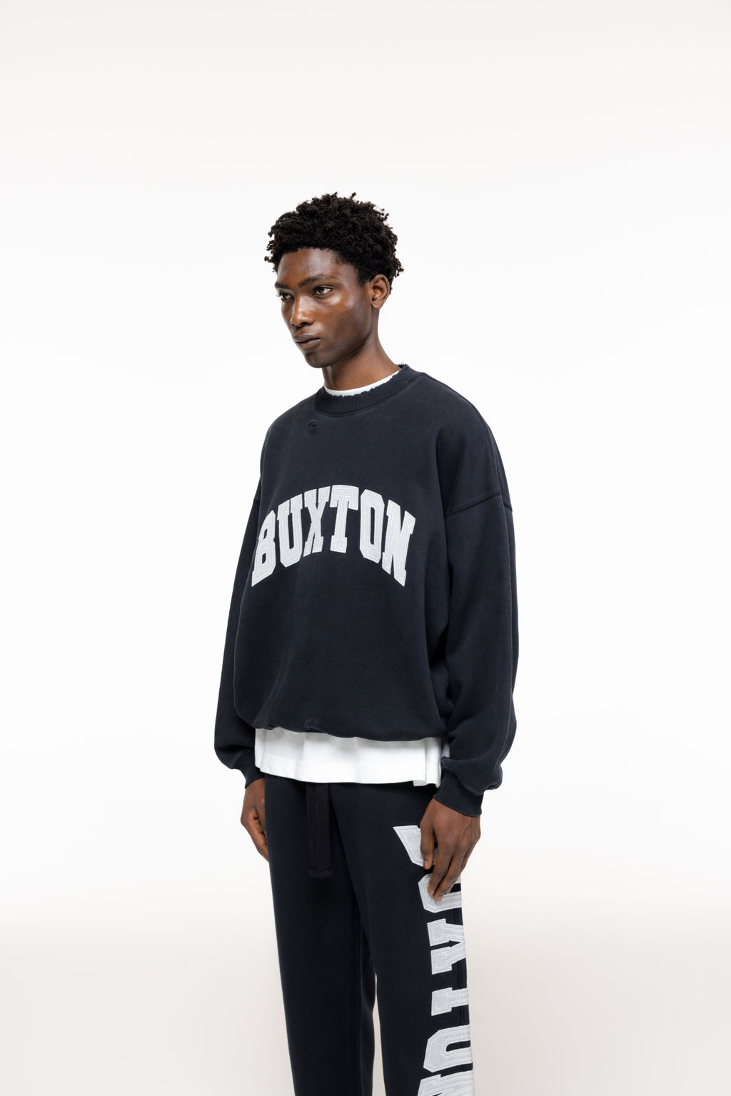 Cole Buxton | Distressed Applique Sweatshirt | Mens | Black