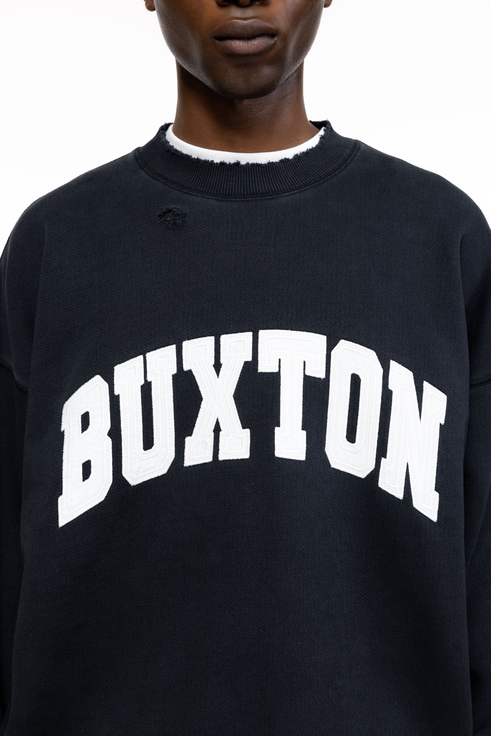 Cole Buxton | Distressed Applique Sweatshirt | Mens | Black