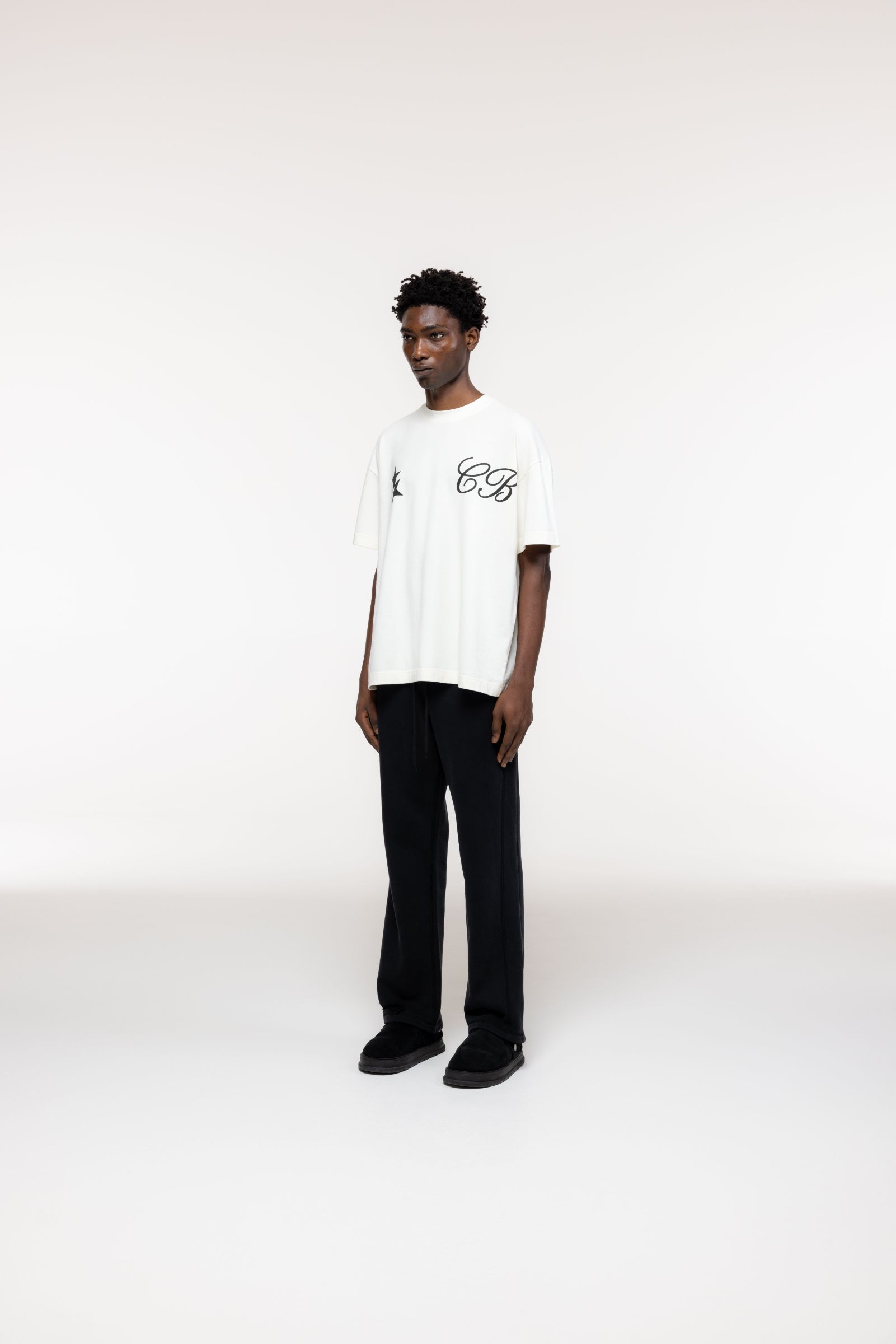 Cole Buxton | Cursive Two Stars T-Shirt | Mens | Vintage White