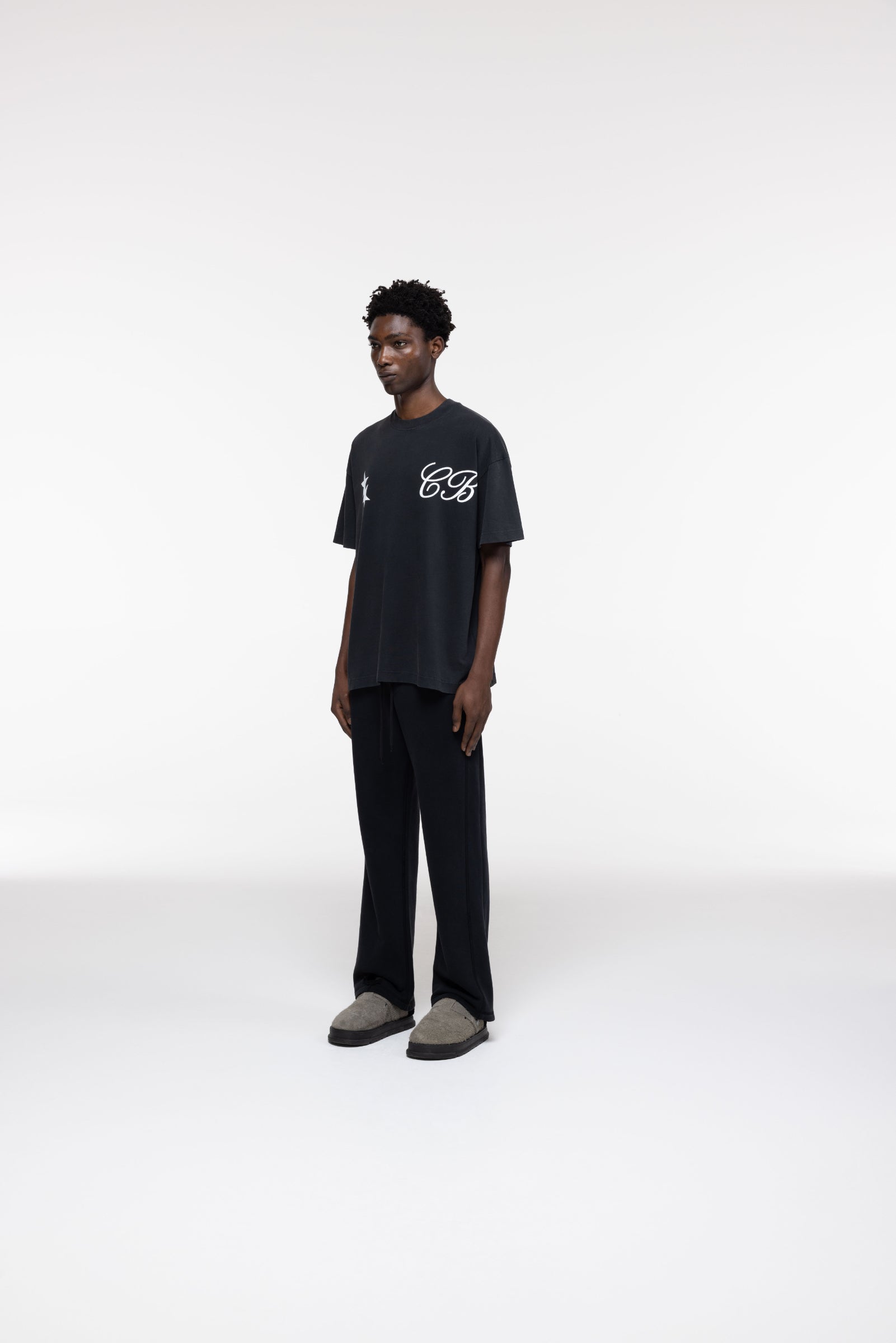 Cole Buxton | Cursive Two Stars T-Shirt | Mens | Vintage Black