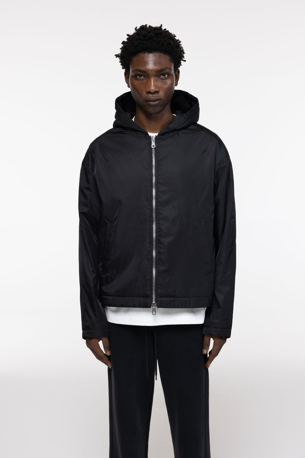 Cole Buxton | Nylon Hooded Jacket | Mens | Black