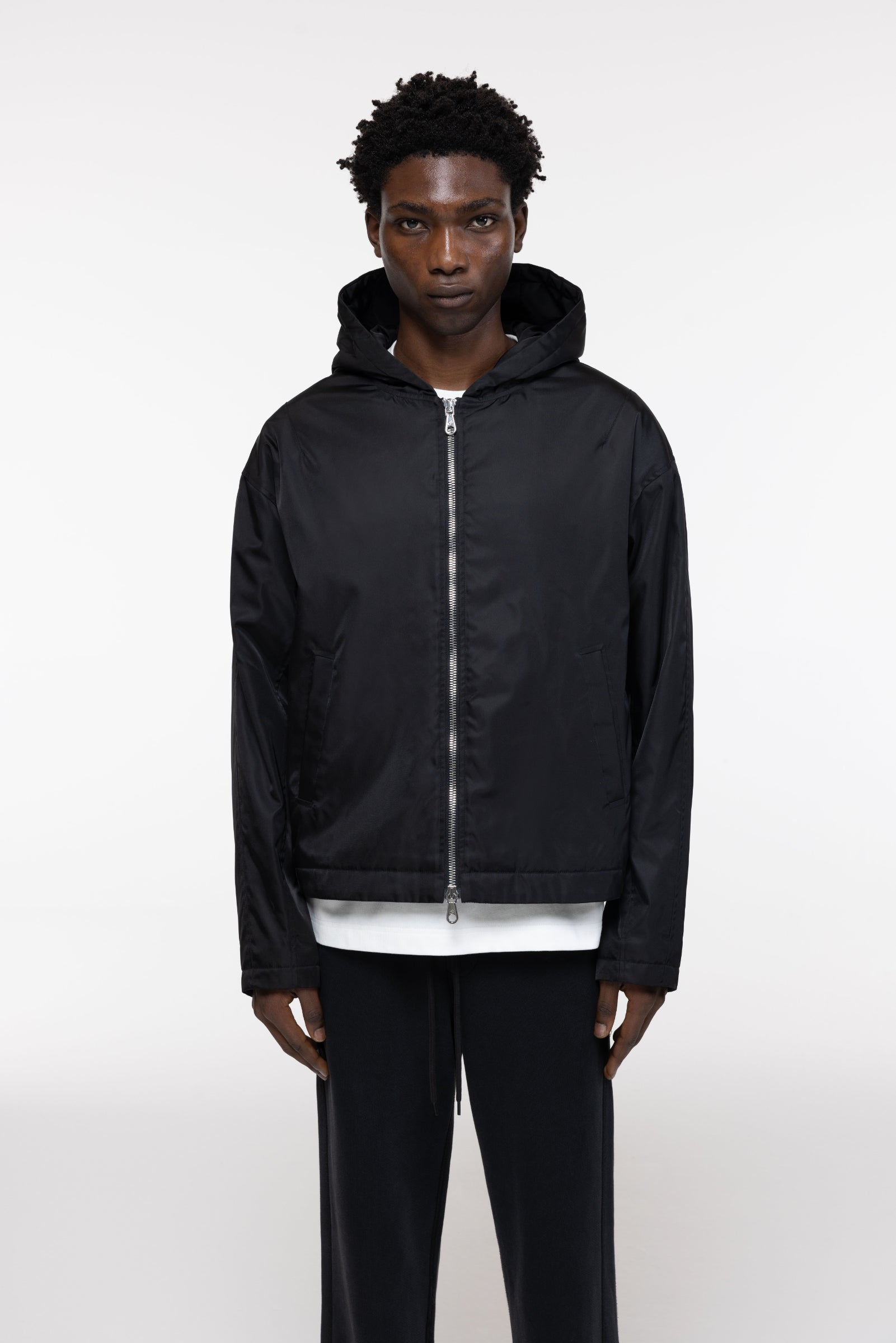 Cole Buxton | Nylon Hooded Jacket | Mens | Black