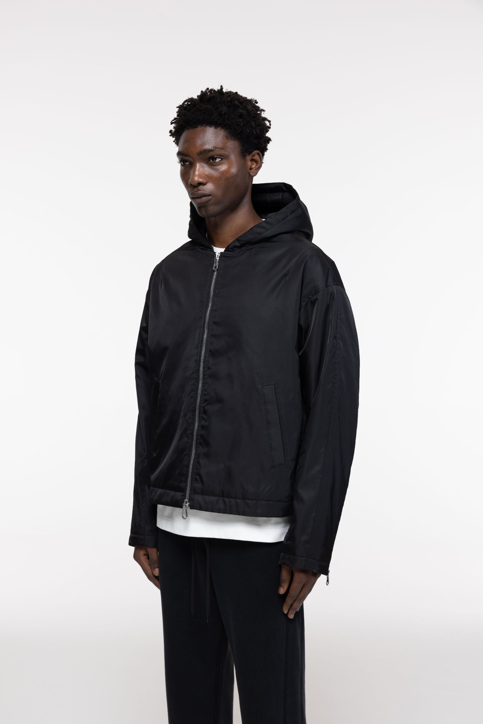 Cole Buxton | Nylon Hooded Jacket | Mens | Black