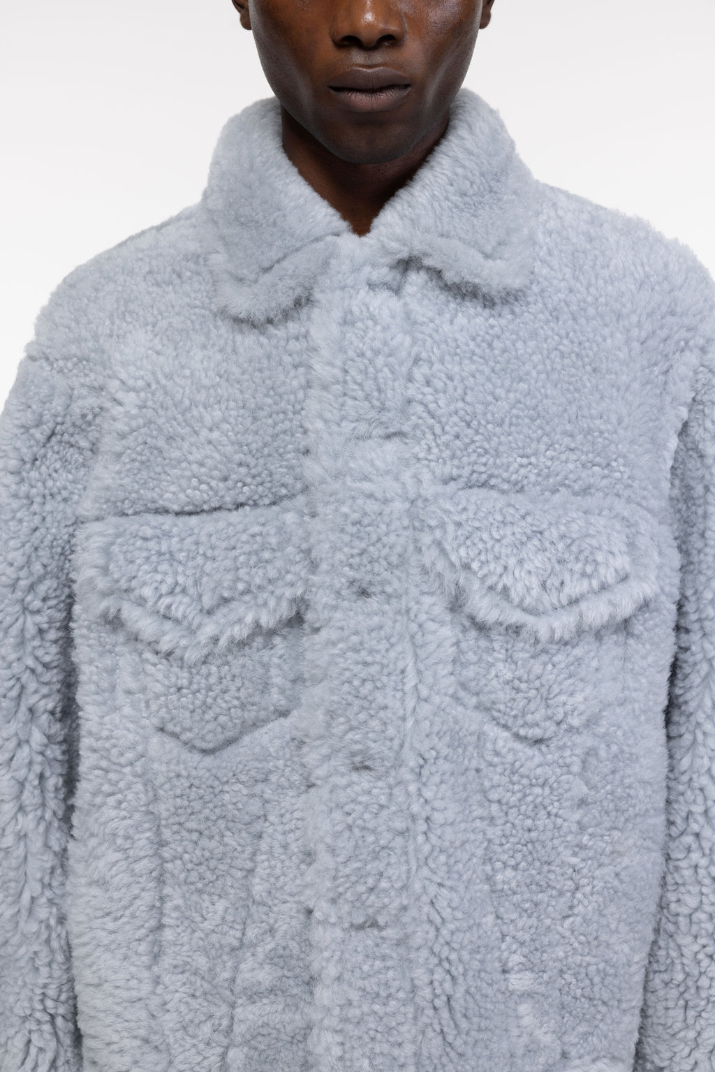 Cole Buxton | Shearling Trucker Jacket | Mens | Grey