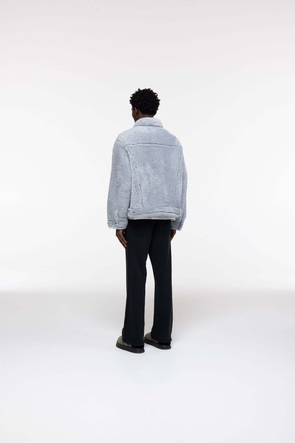 Cole Buxton | Shearling Trucker Jacket | Mens | Grey