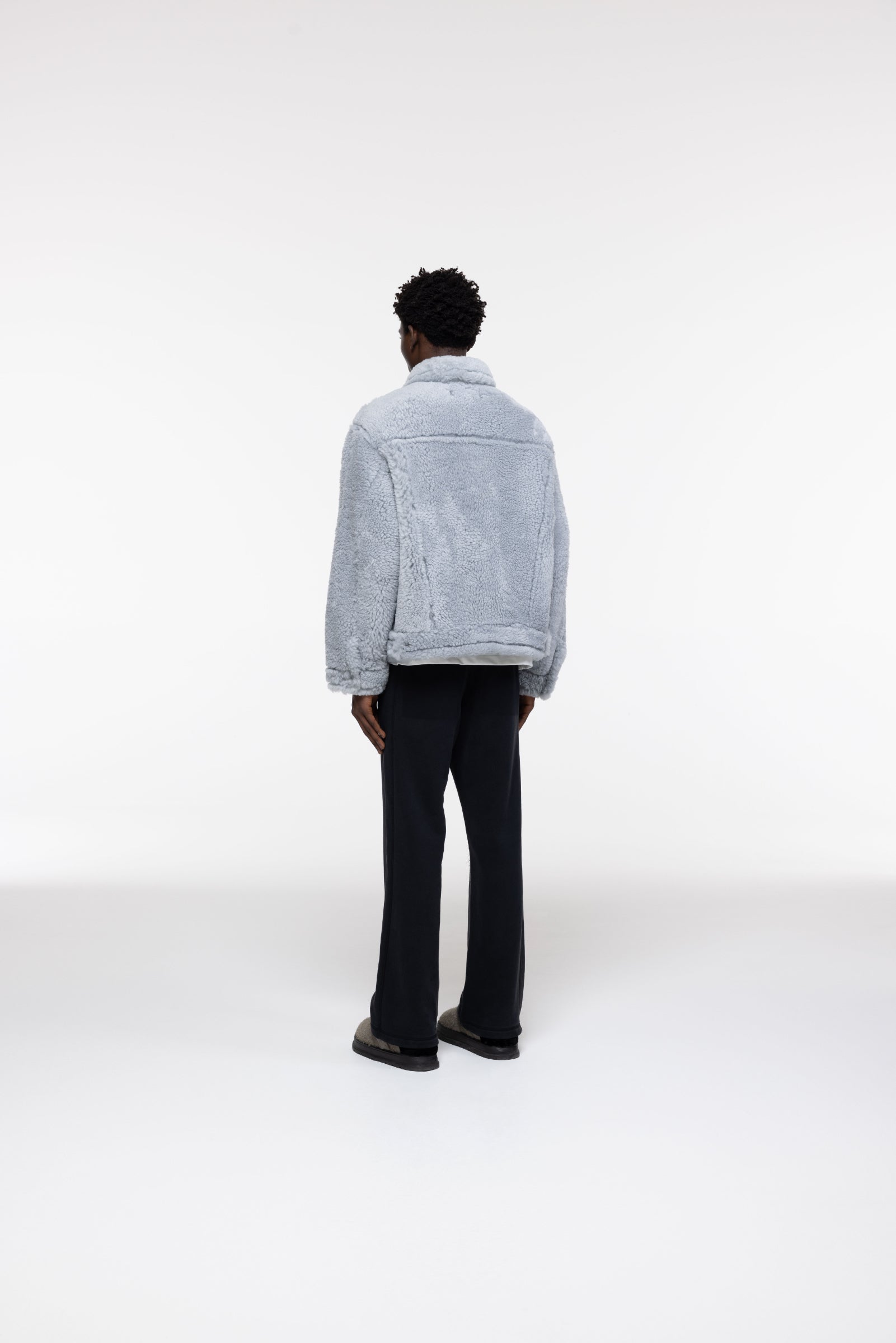 Cole Buxton | Shearling Trucker Jacket | Mens | Grey