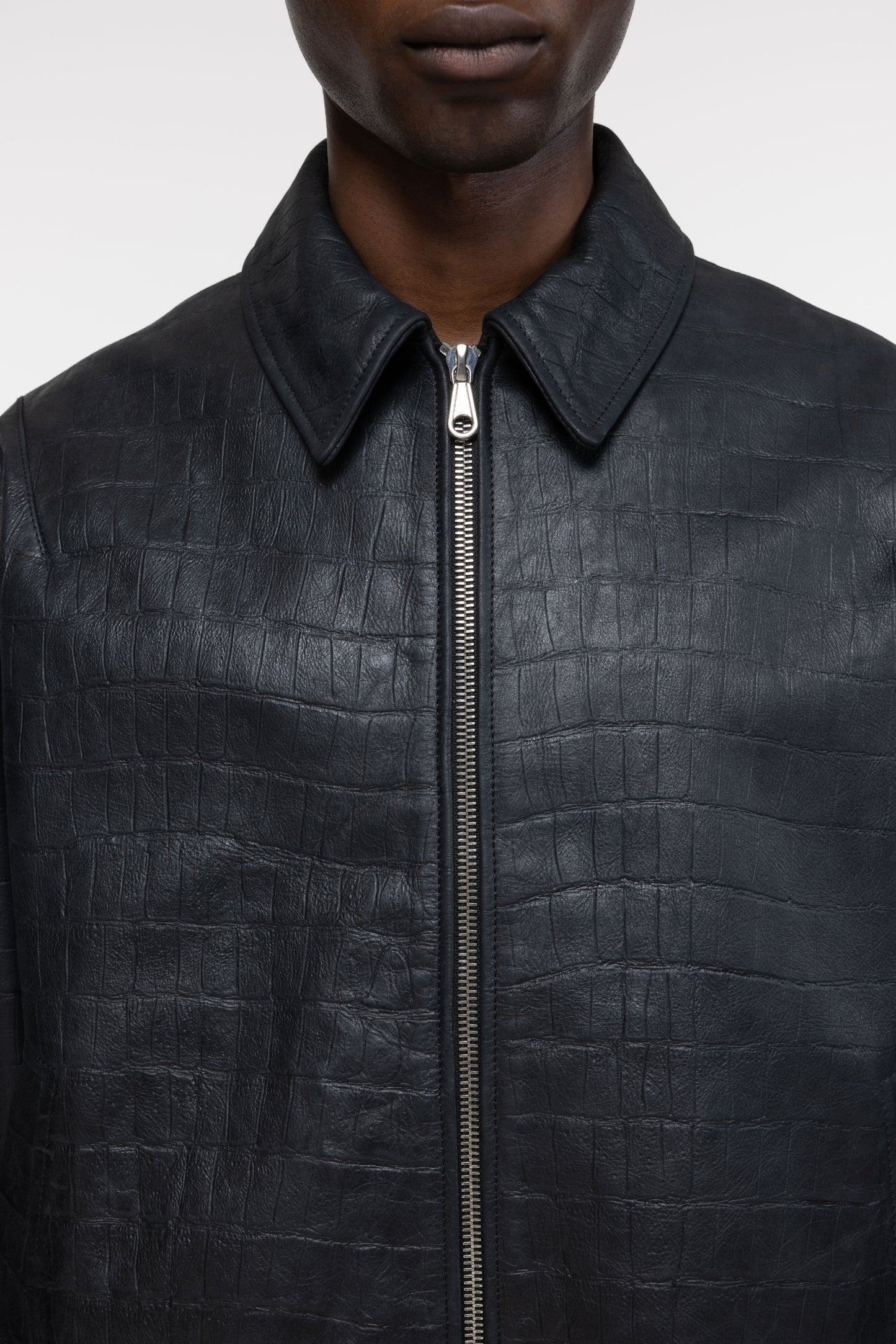 Cole Buxton | Croc Leather Jacket | Mens | Black
