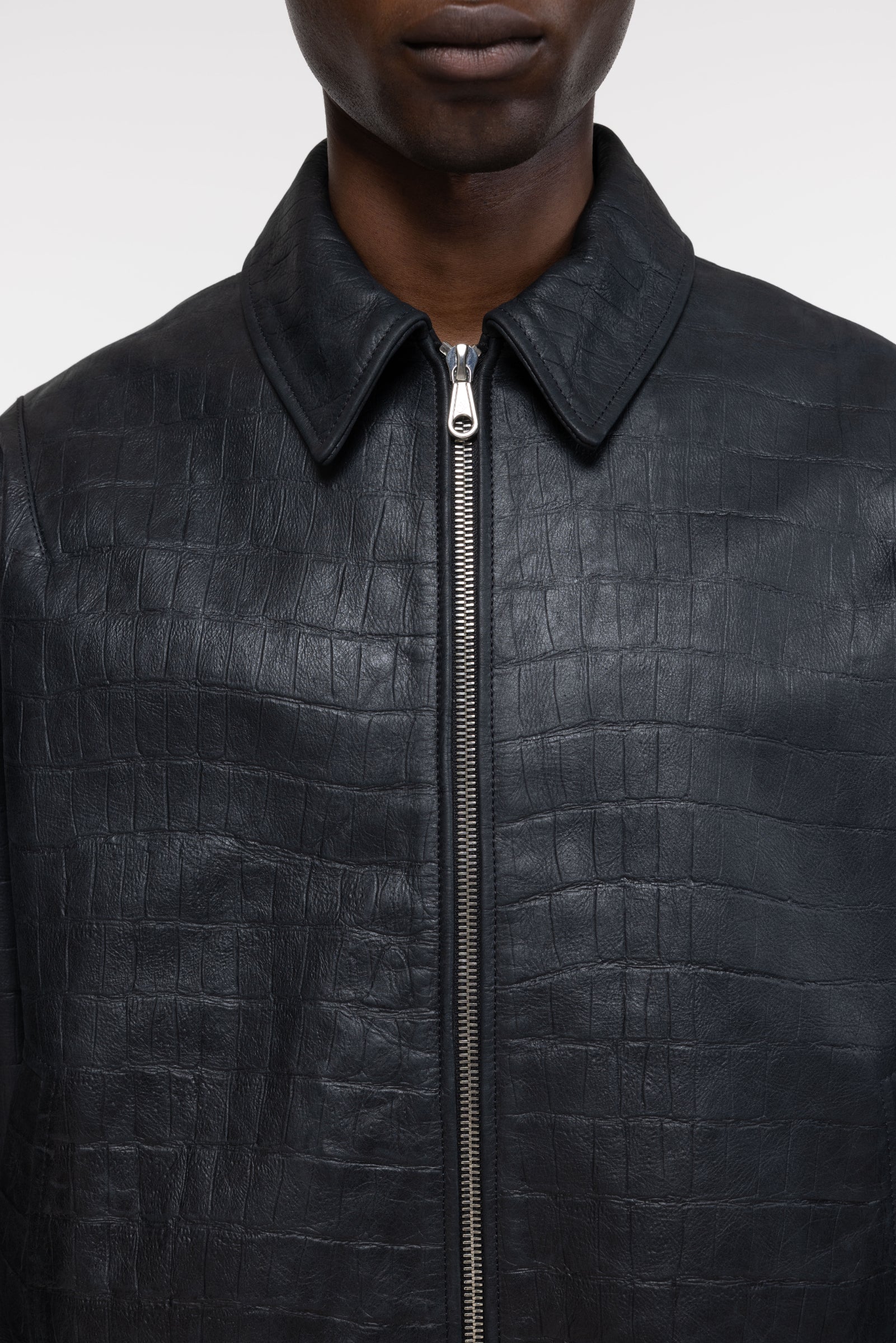 Cole Buxton | Croc Leather Jacket | Mens | Black