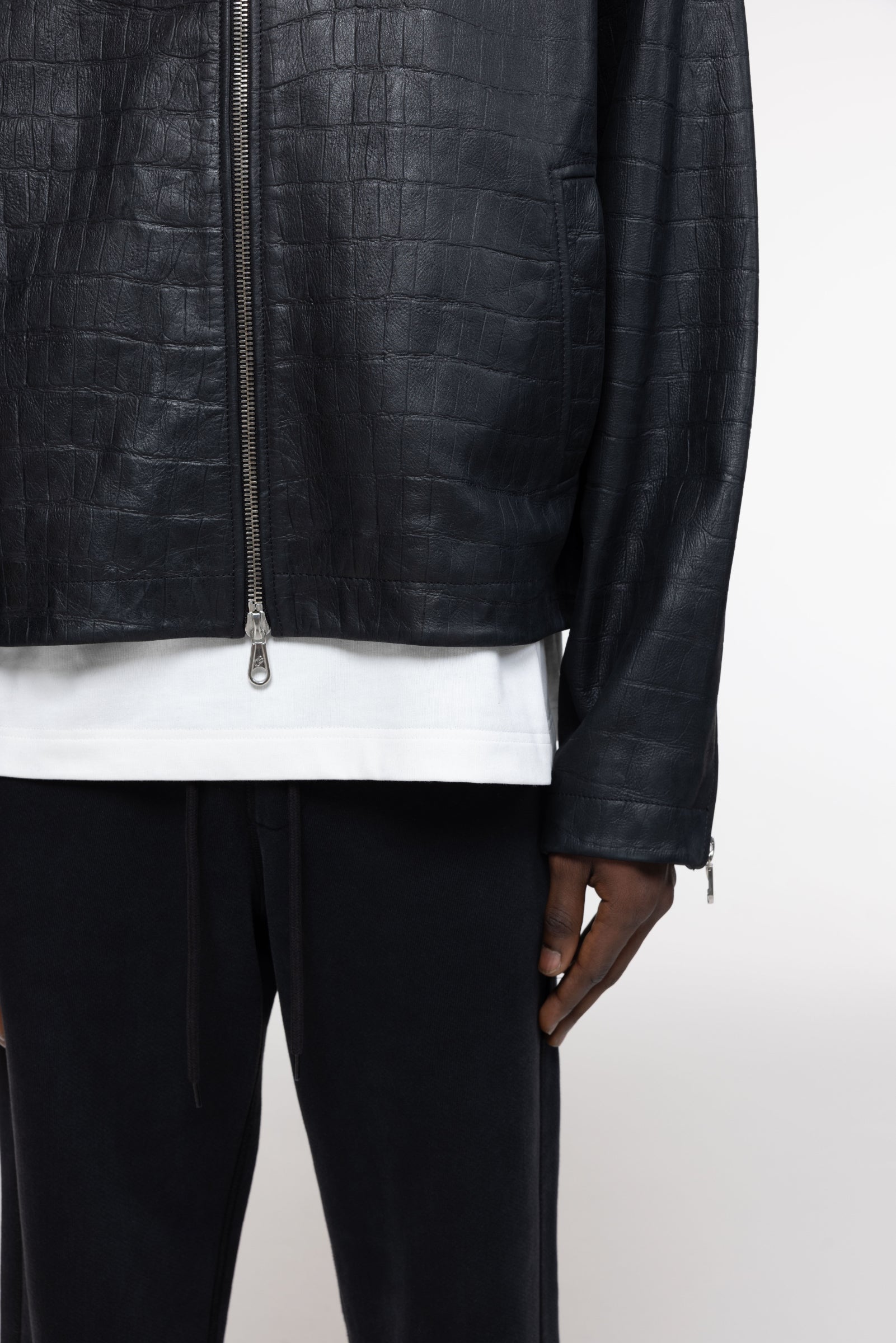 Cole Buxton | Croc Leather Jacket | Mens | Black