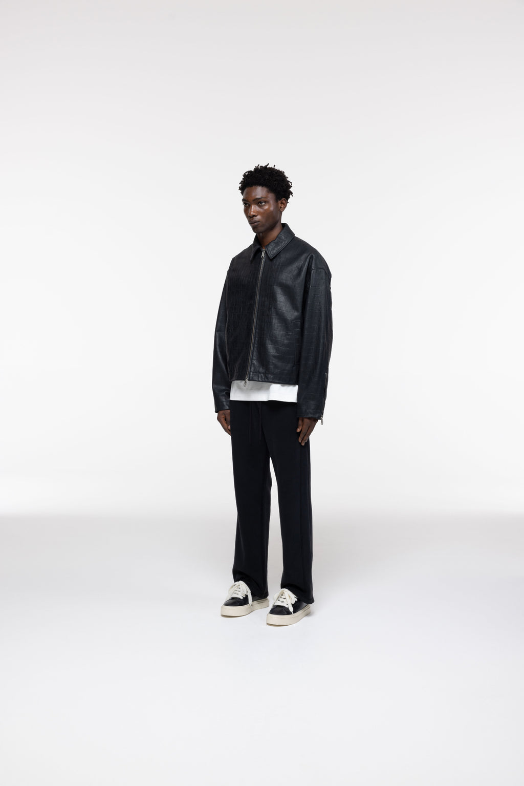 Cole Buxton | Croc Leather Jacket | Mens | Black