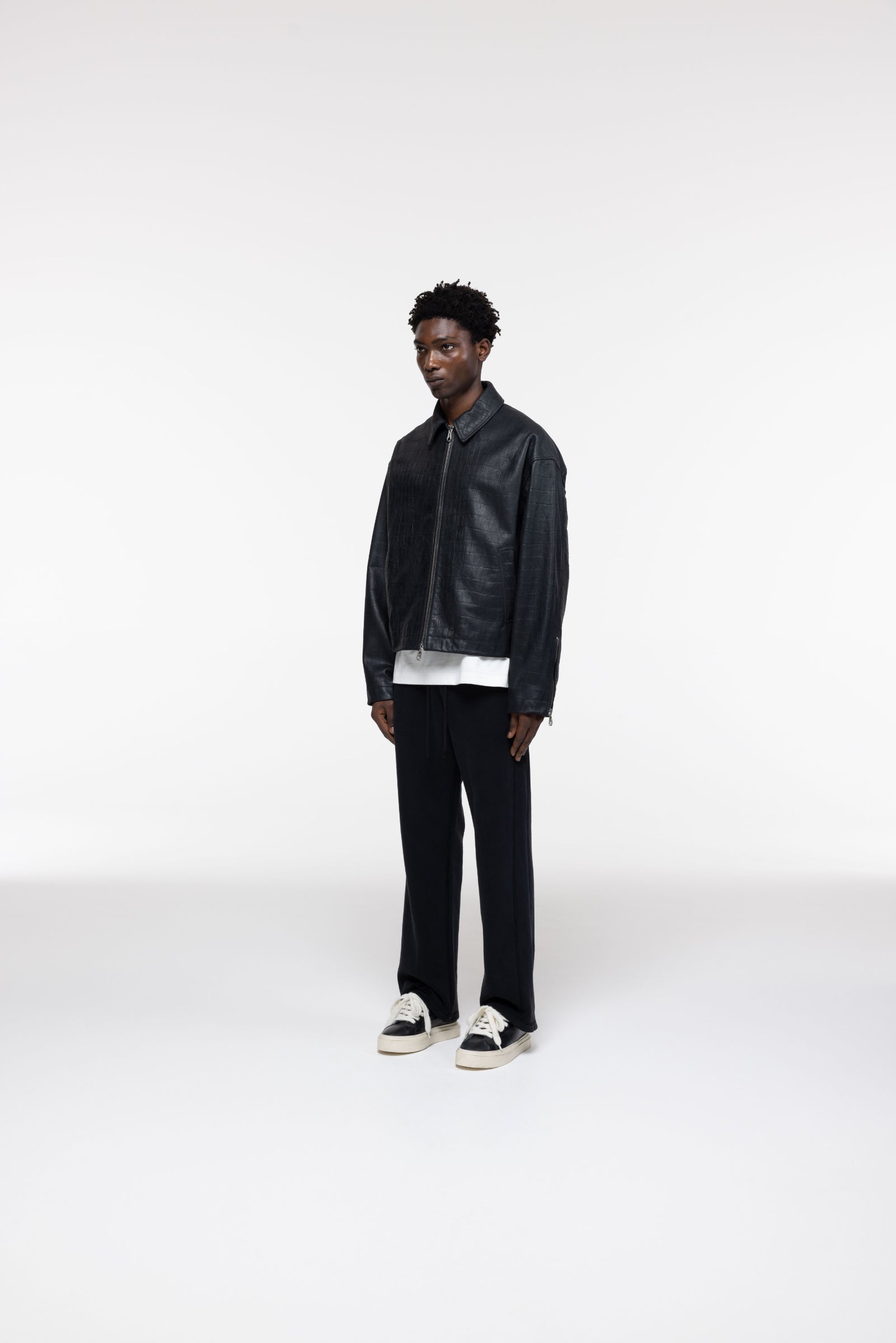 Cole Buxton | Croc Leather Jacket | Mens | Black